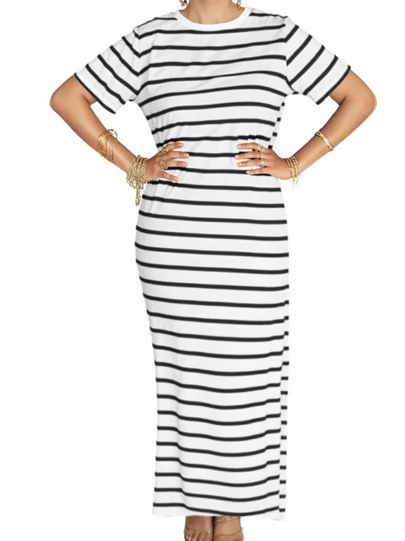 Full Size T-Shirt Striped Maxi Dress |  Be Bliss Boutique