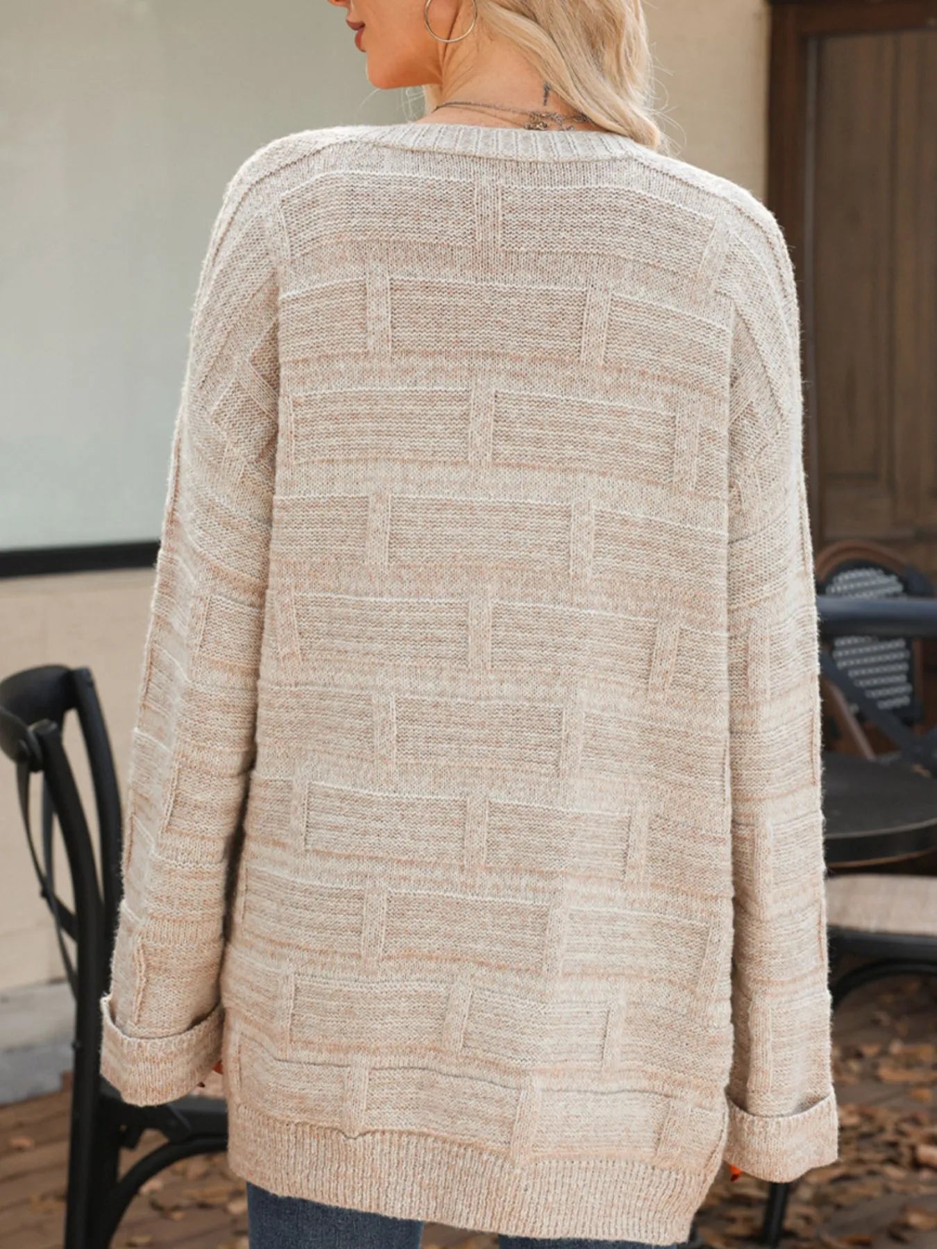 Textured Knit Open Front Cardigan with Pockets -  Be Bliss Boutique