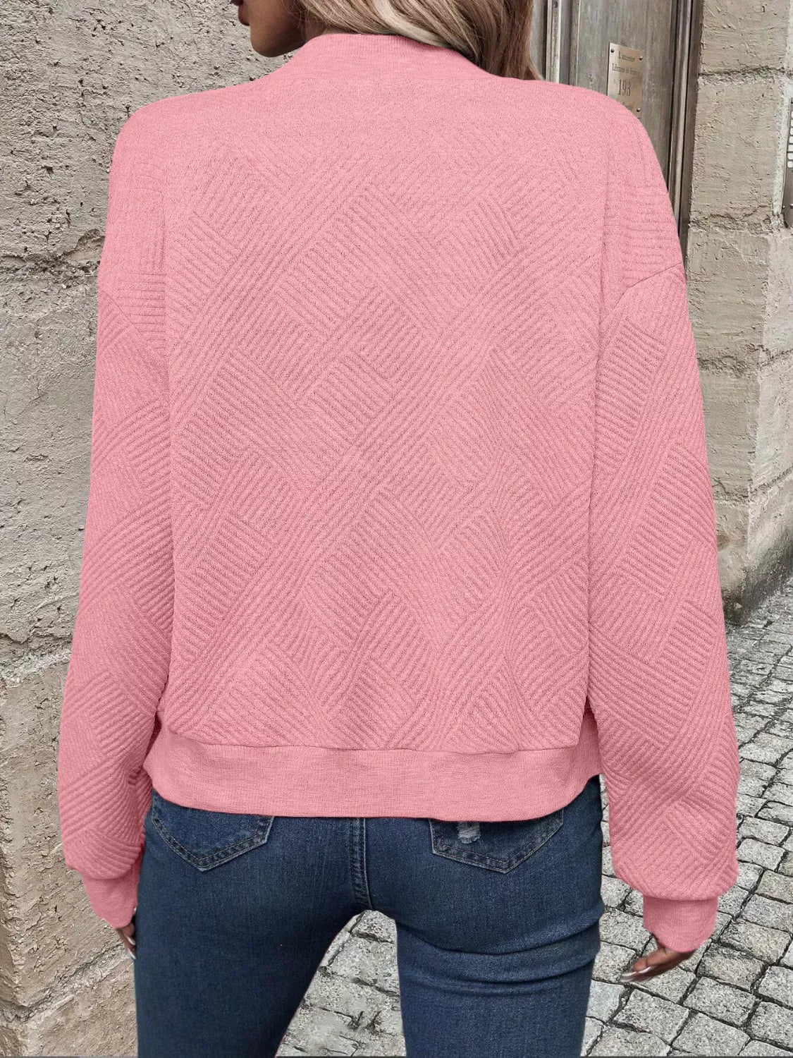 Texture Zip-Up Bomber Jacket - Be Bliss Boutique