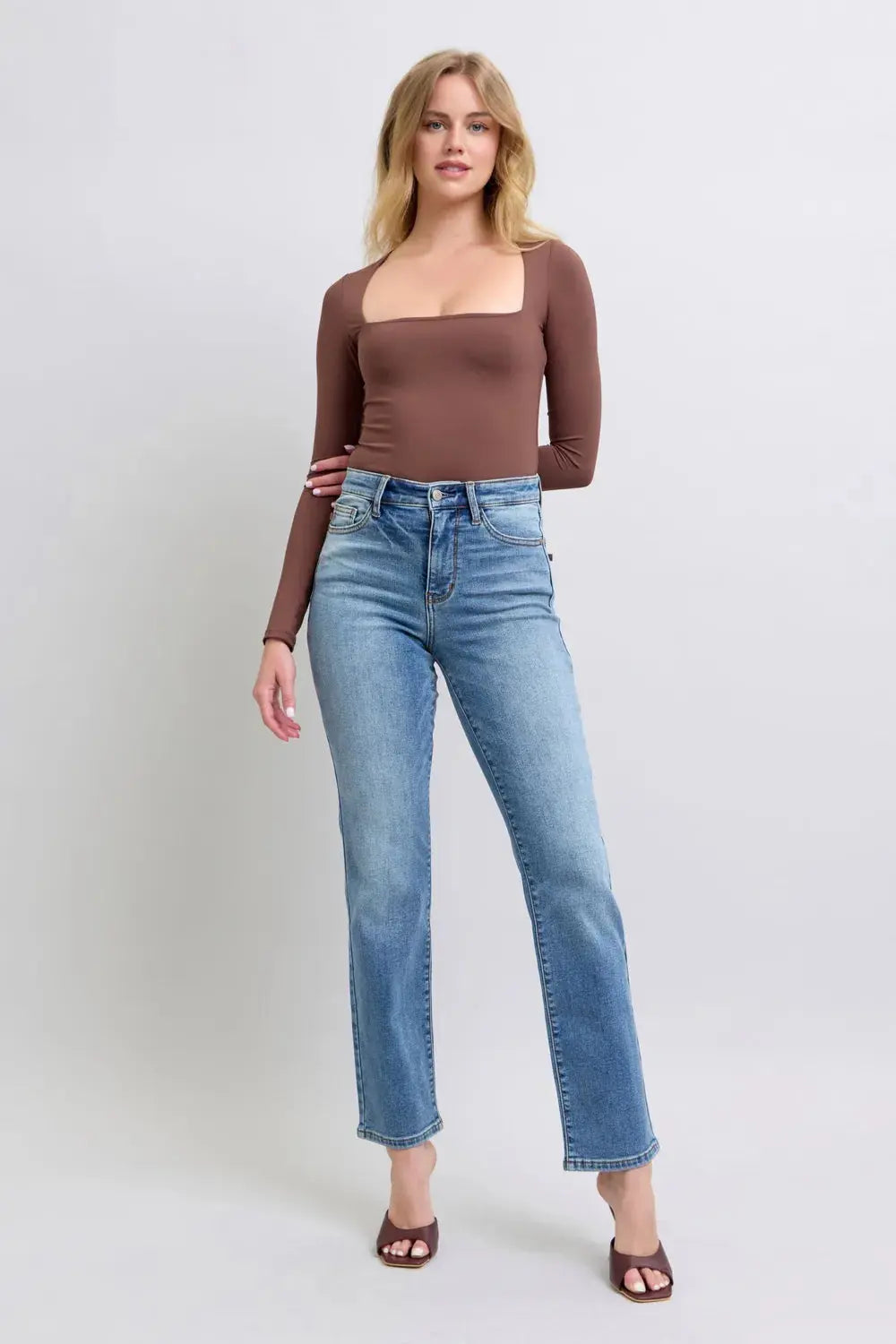 Judy Blue Full/Plus Size Run Vintage Wash Thermal Straight Jeans | Be Bliss Boutique