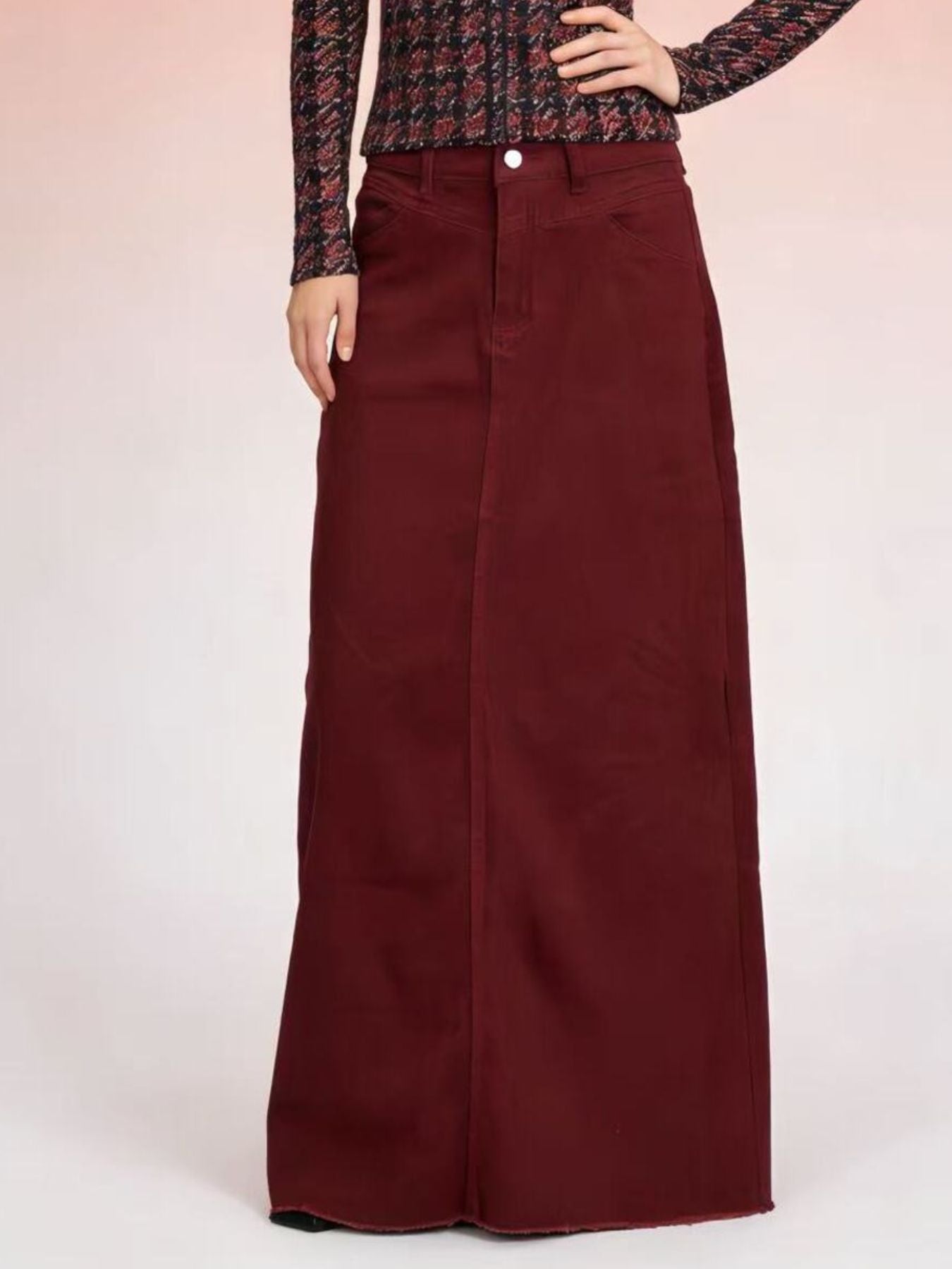 Raw Hem Maxi Denim Skirt - Be Bliss Boutique