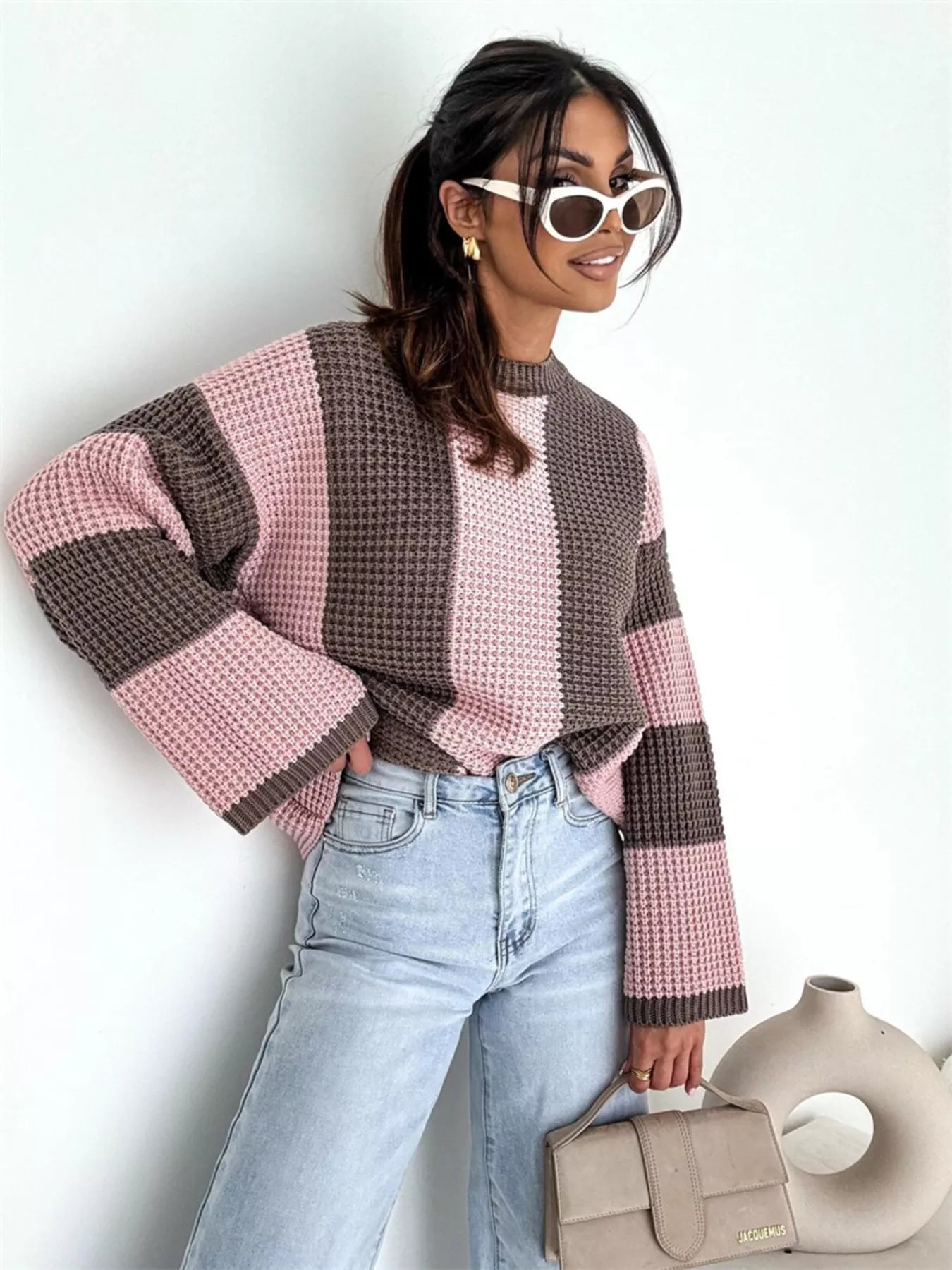 Color Block Long Sleeve Sweater -  Be Bliss Boutique