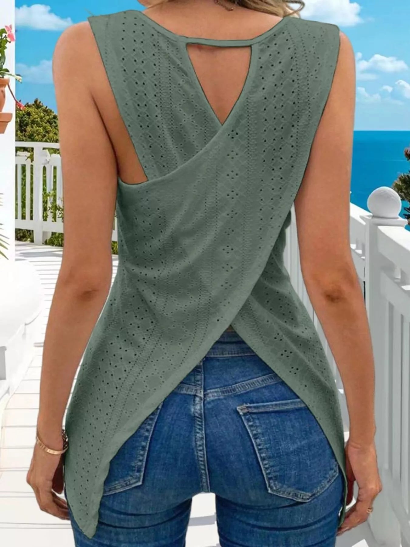 Hollow-Out Knit Tank Top - Be Bliss Boutique