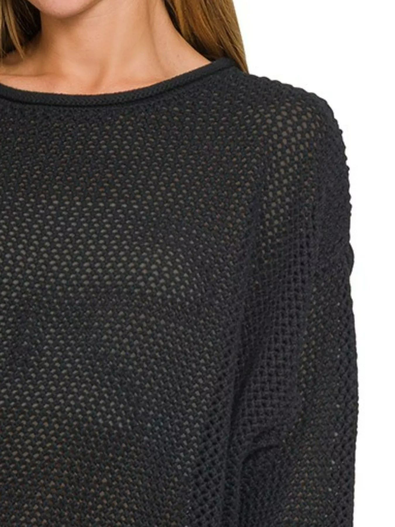 Zenana Textured Drop Shoulder Knit Top -  Be Bliss Boutique