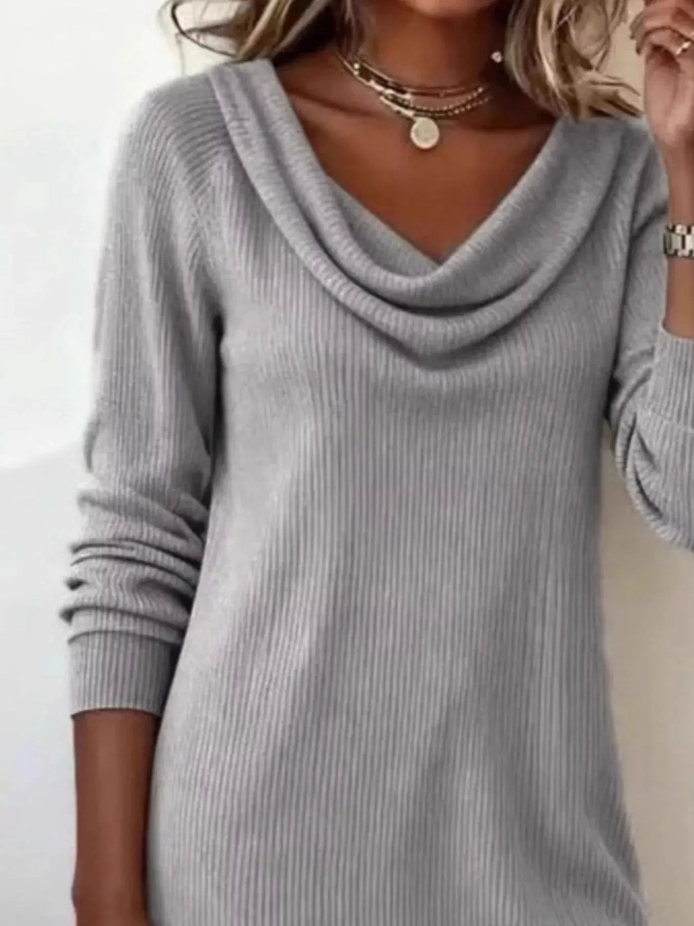 Casual Cowl Neck Ribbed Knit Mini Dress - Be Bliss Boutique