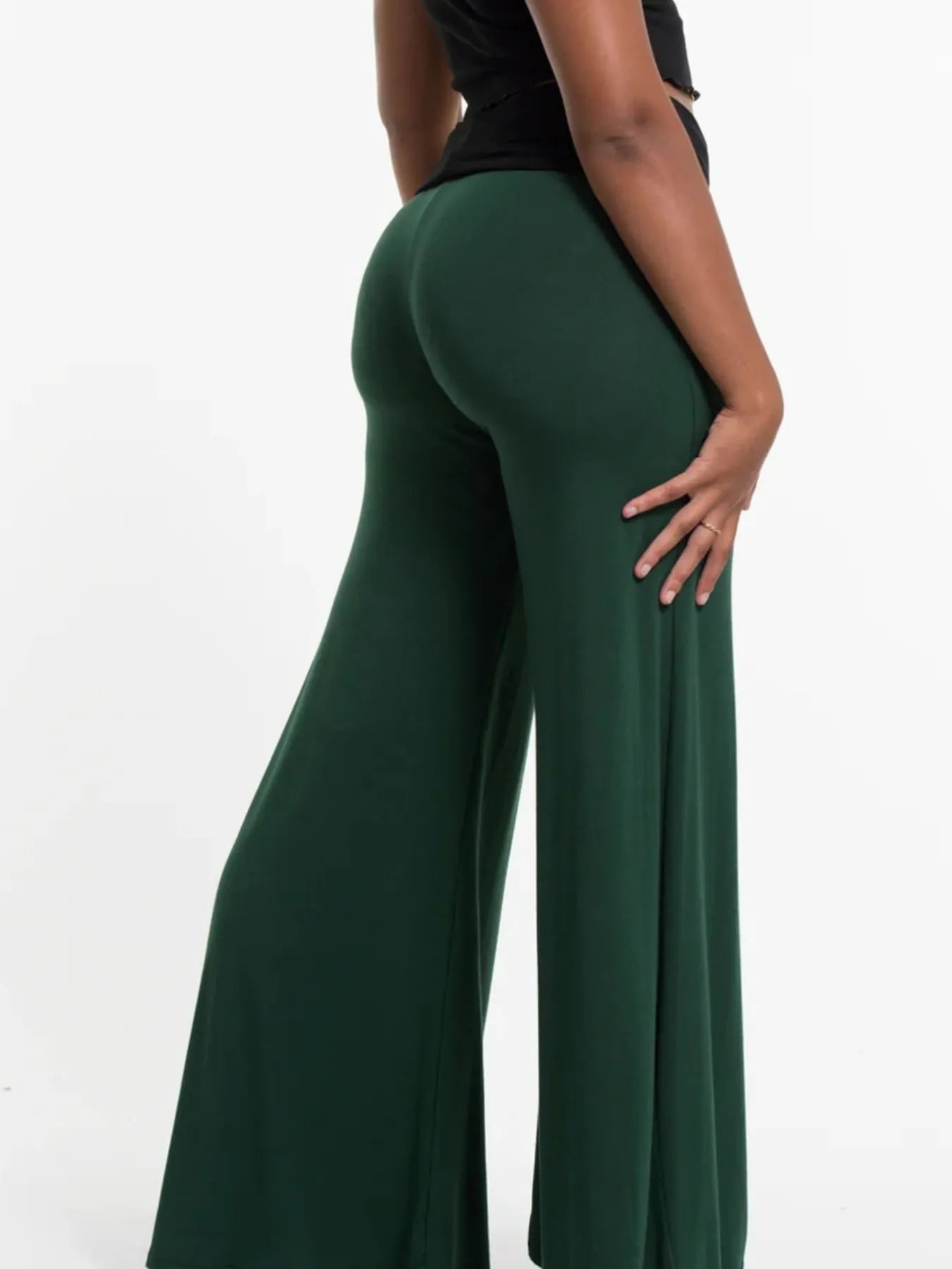 High Waisted Wide Leg Yoga Pants with Contrast Waistband - Be Bliss Boutique
