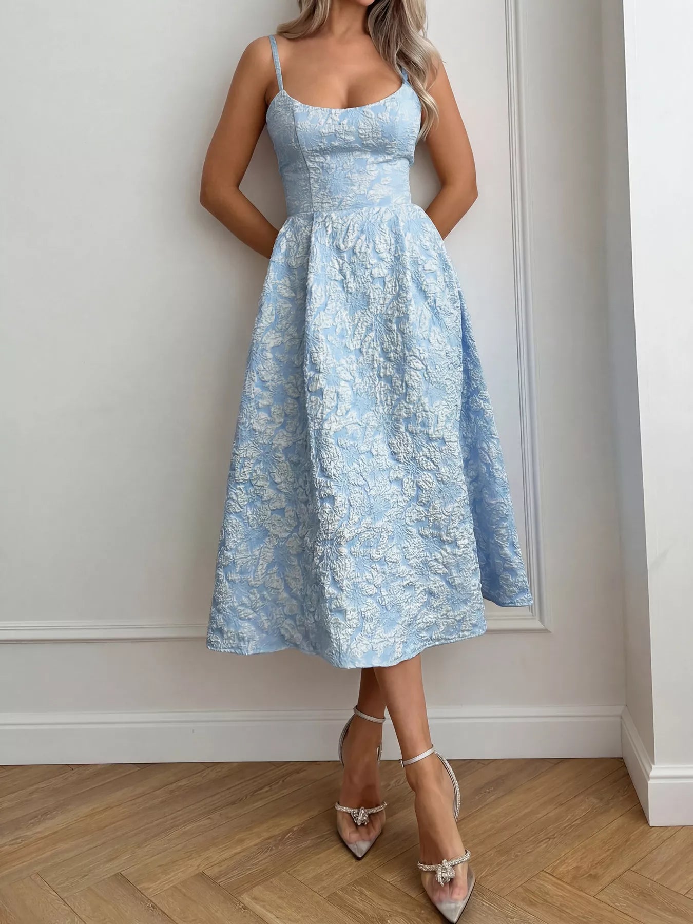 Textured A Line Midi Dress - Be Bliss Boutique