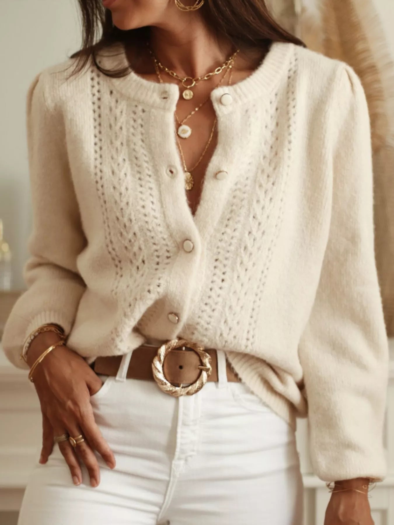 Button Up Long Sleeve Cardigan - Be Bliss Boutique