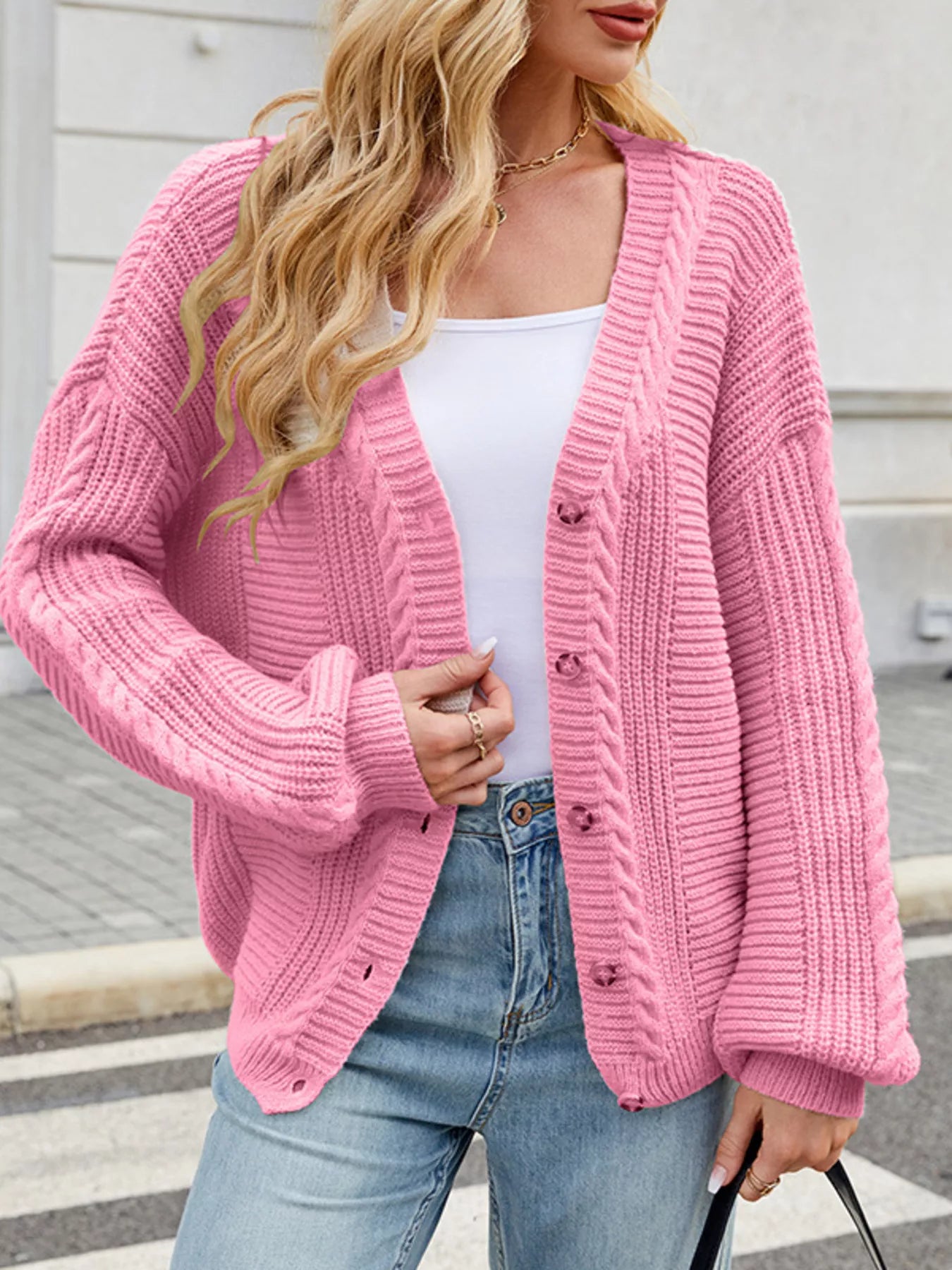 Button Up Long Sleeve Cardigan -  Be Bliss Boutique