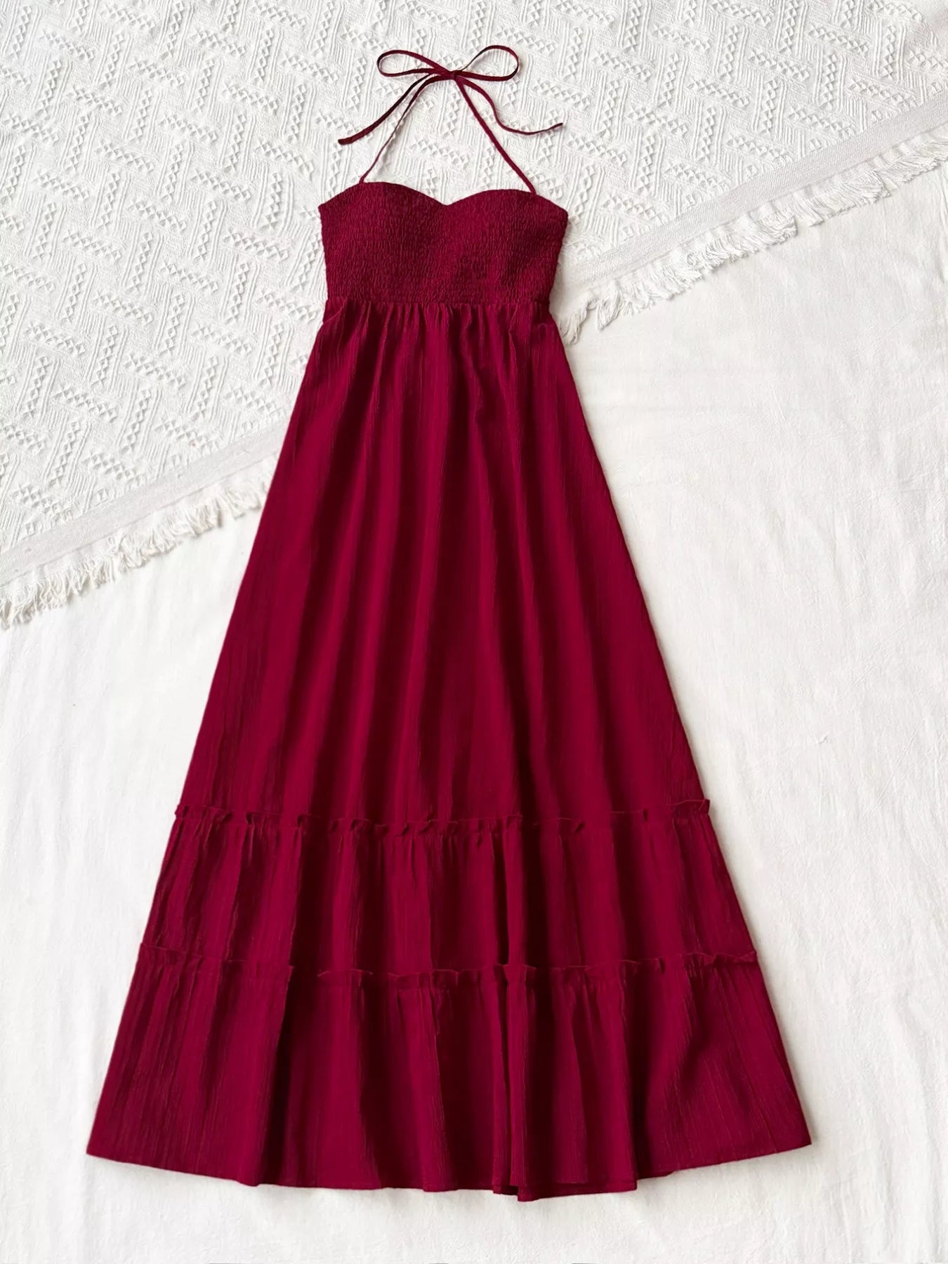 Sweetheart Halter Neck Tiered Dress - Be Bliss Boutique