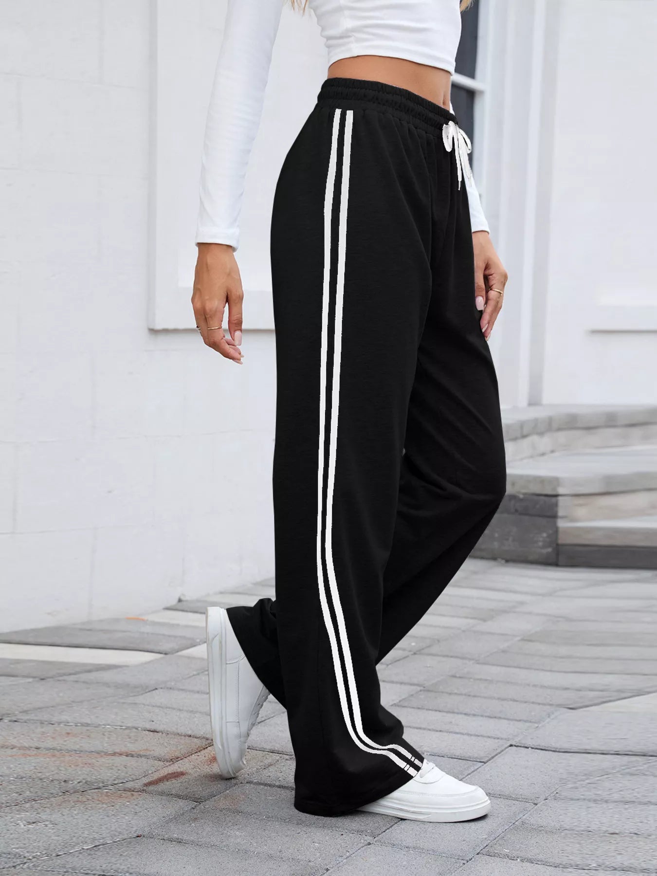 Side Striped Wide Leg Pants - Be Bliss Boutique