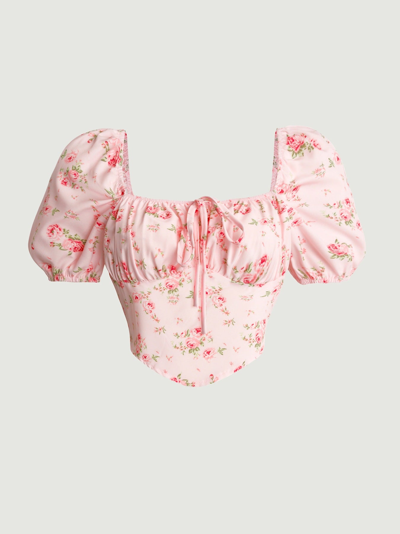 Floral Print Tie Front Puff Sleeve Blouse - Be Bliss Boutique