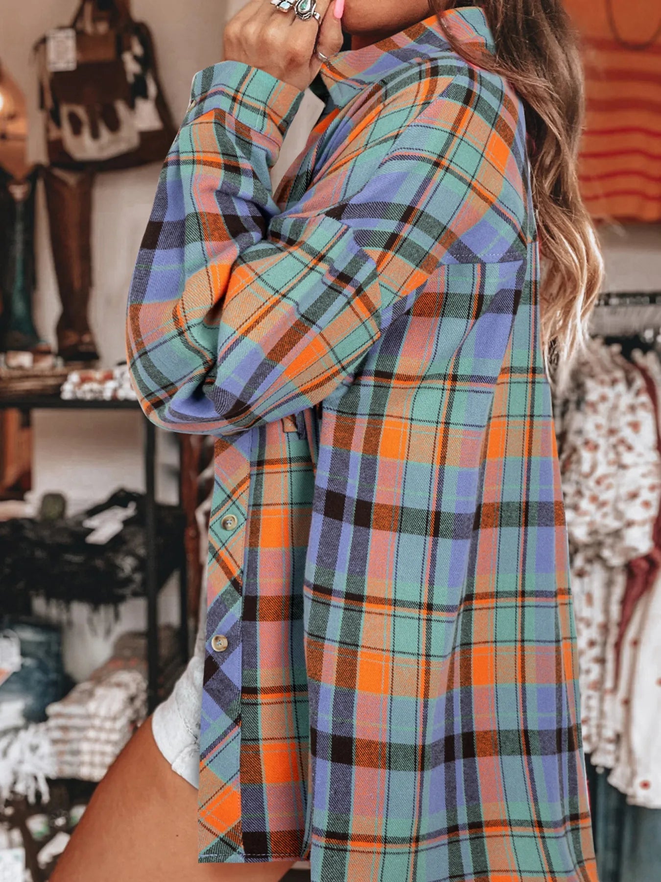 Plaid Button Up Long Sleeve Shirt -  Be Bliss Boutique