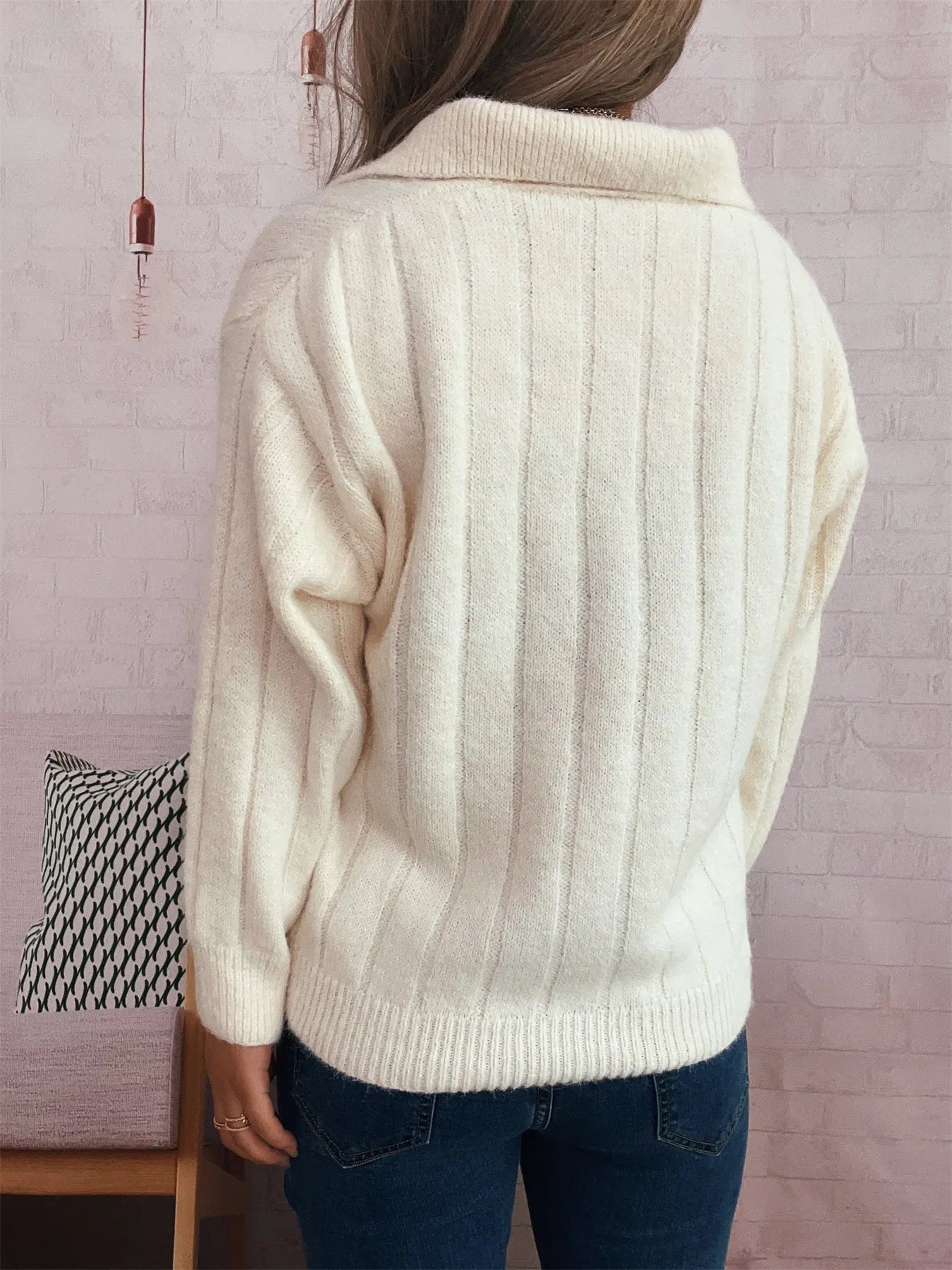 Ribbed Hem Quarter Zip Sweater -  Be Bliss Boutique