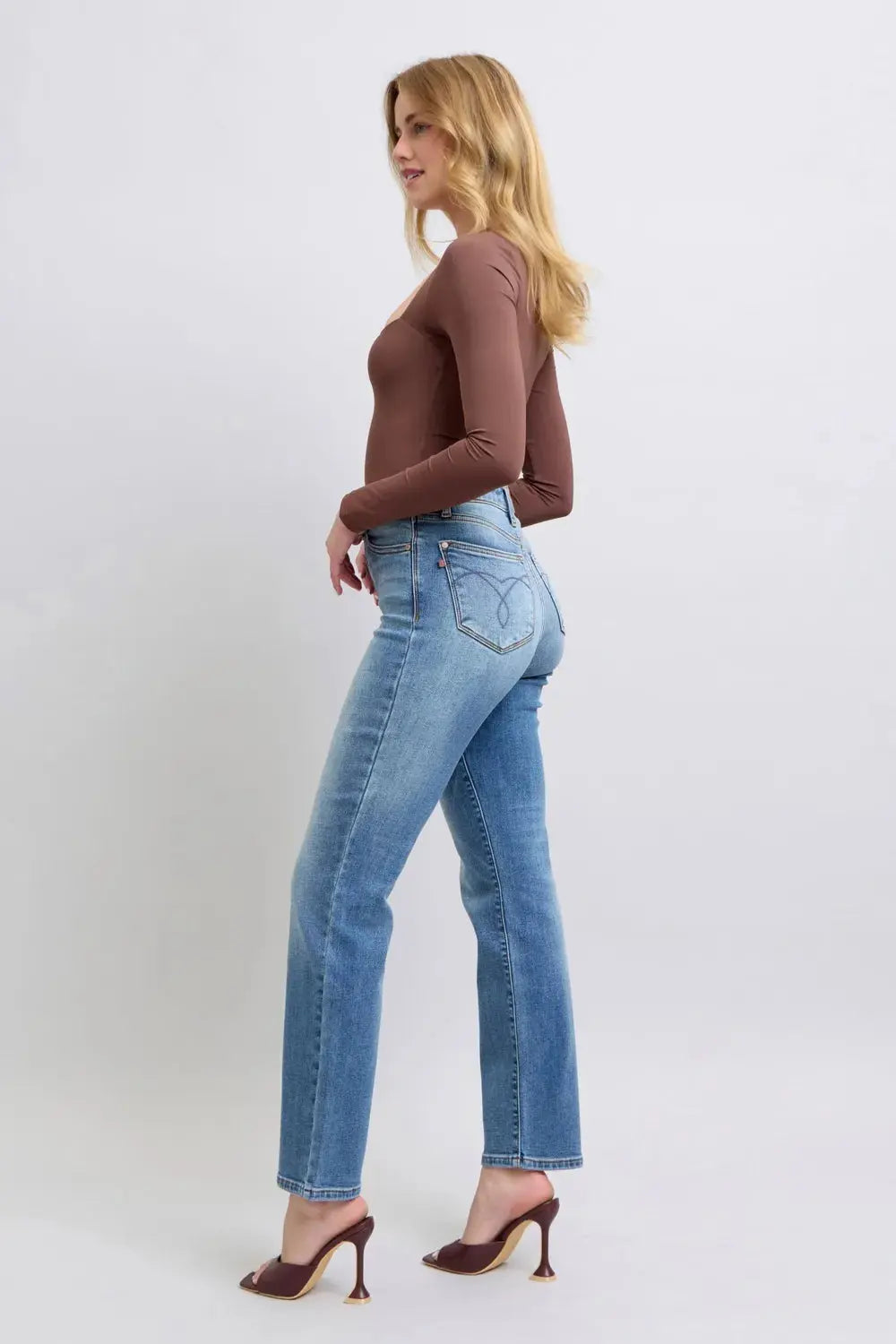 Judy Blue Full/Plus Size Run Vintage Wash Thermal Straight Jeans | Be Bliss Boutique
