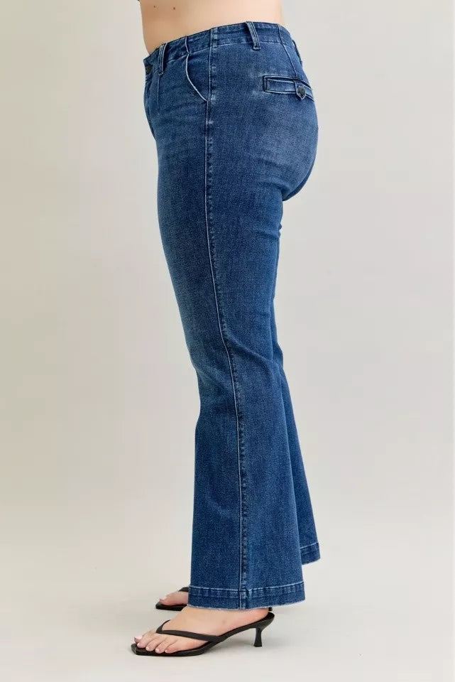Judy Blue Full Size Mid Rise Bootcut Jeans with Welt Pockets Plus Size - Be Bliss Boutique
