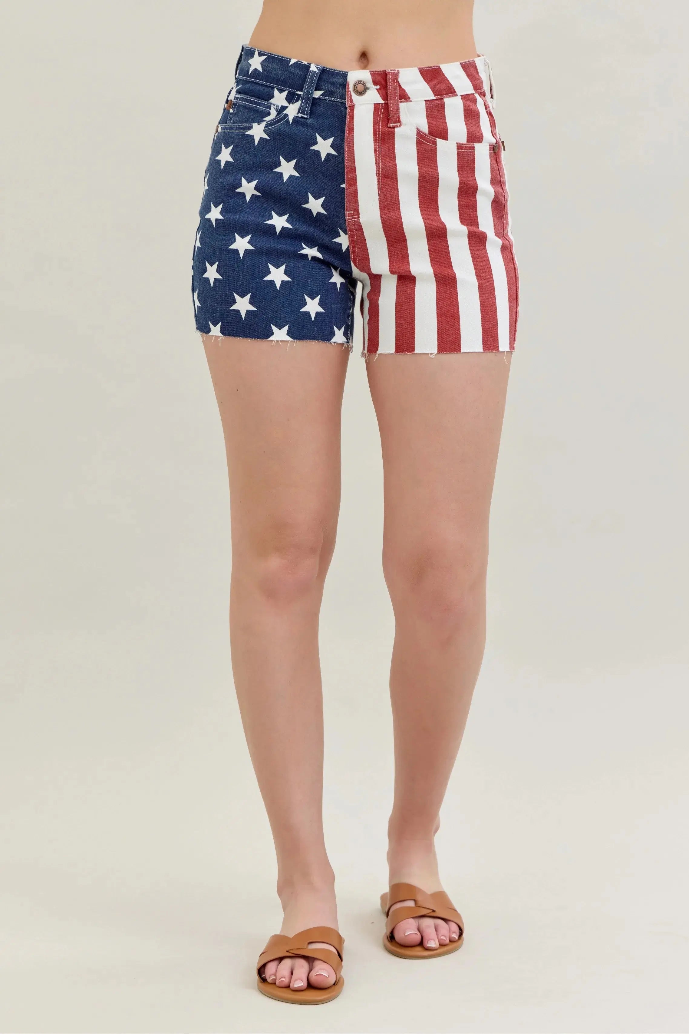 Judy Blue Full Size High Waist Americana Flag Fray Hem Shorts Plus Size |  Be Bliss Boutique