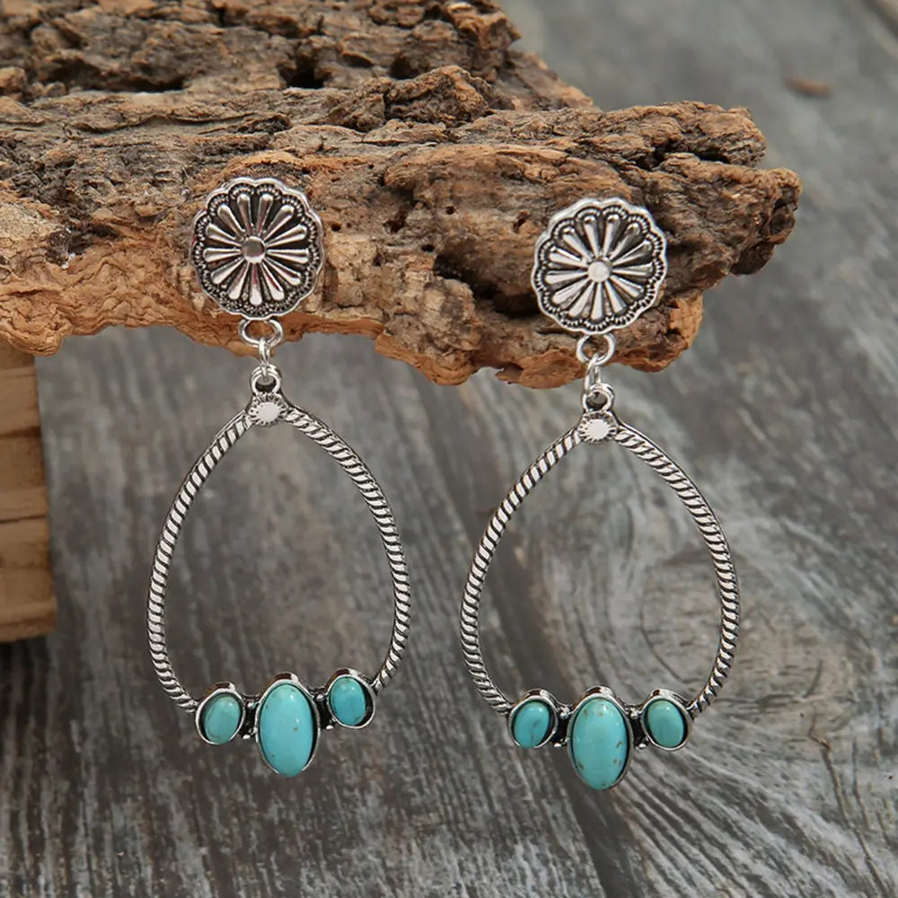 Artificial Turquoise Teardrop Earrings - Be Bliss Boutique
