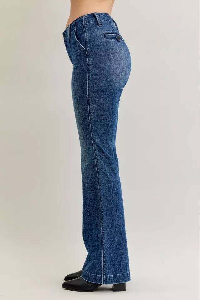 Judy Blue Full Size Mid Rise Bootcut Jeans with Welt Pockets Plus Size - Be Bliss Boutique