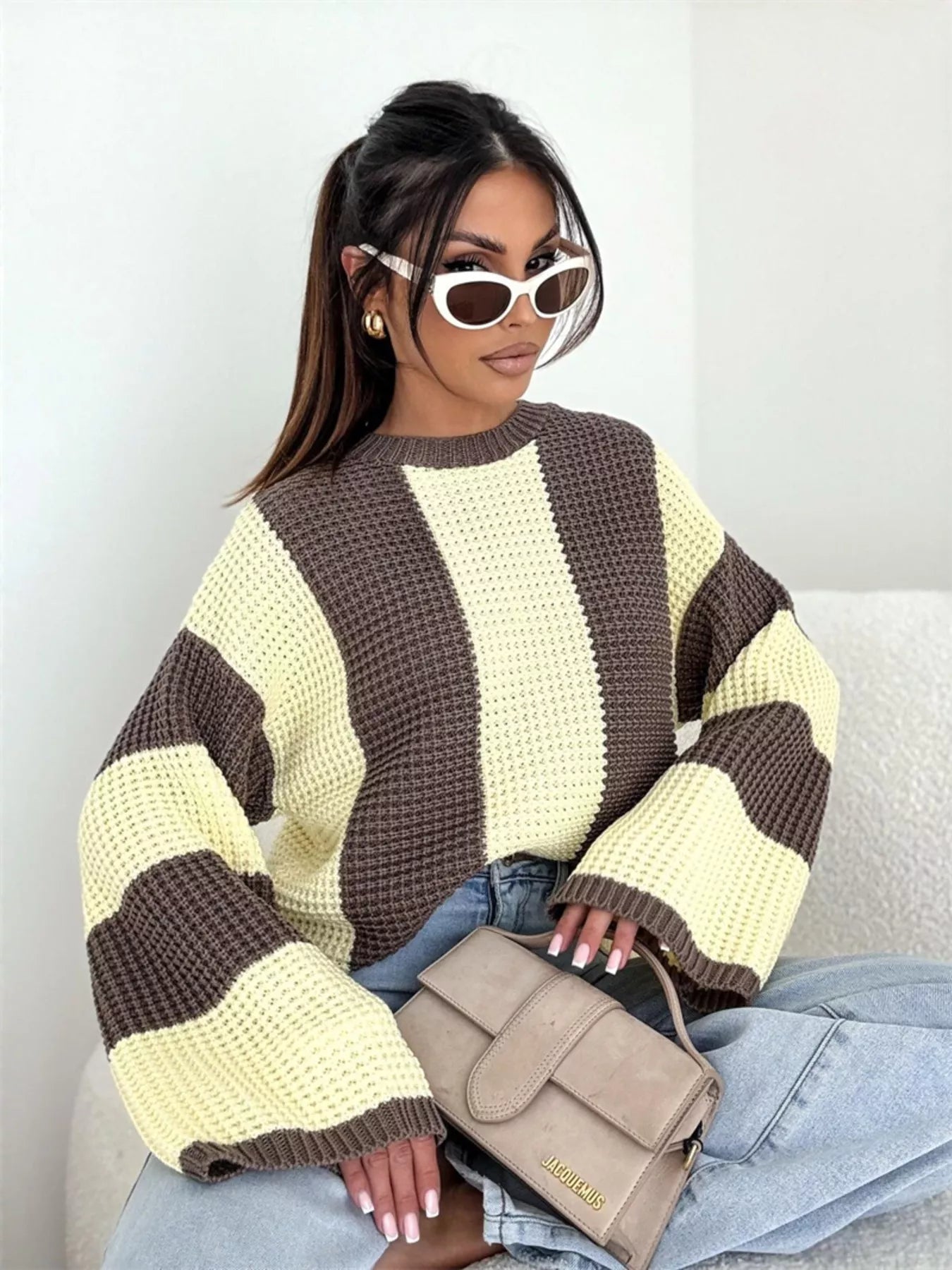 Color Block Long Sleeve Sweater -  Be Bliss Boutique
