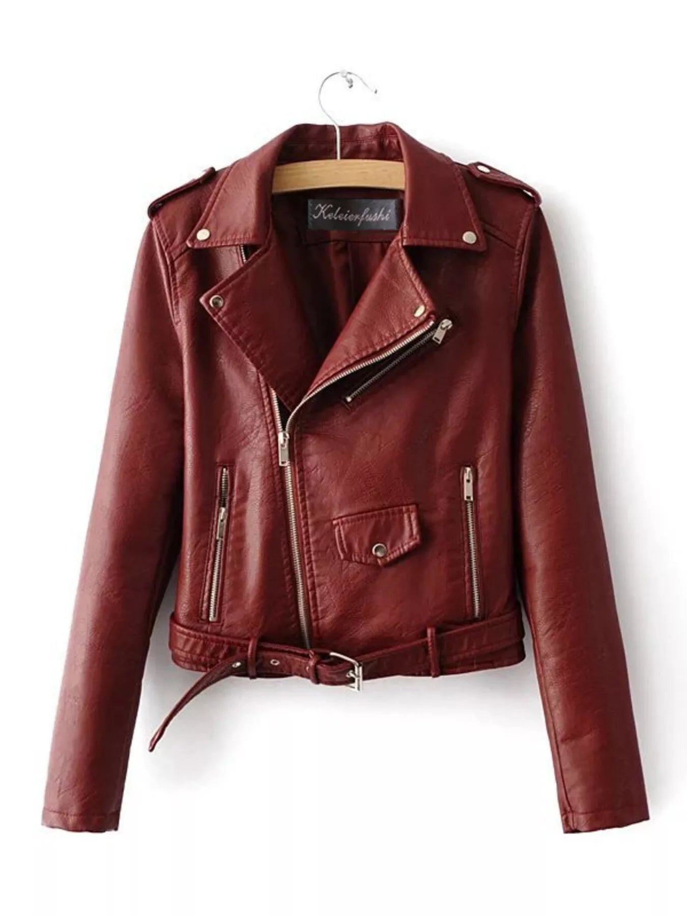 Full Size Zip Up Leather Motorcycle Biker Jacket Plus Size -  Be Bliss Boutique