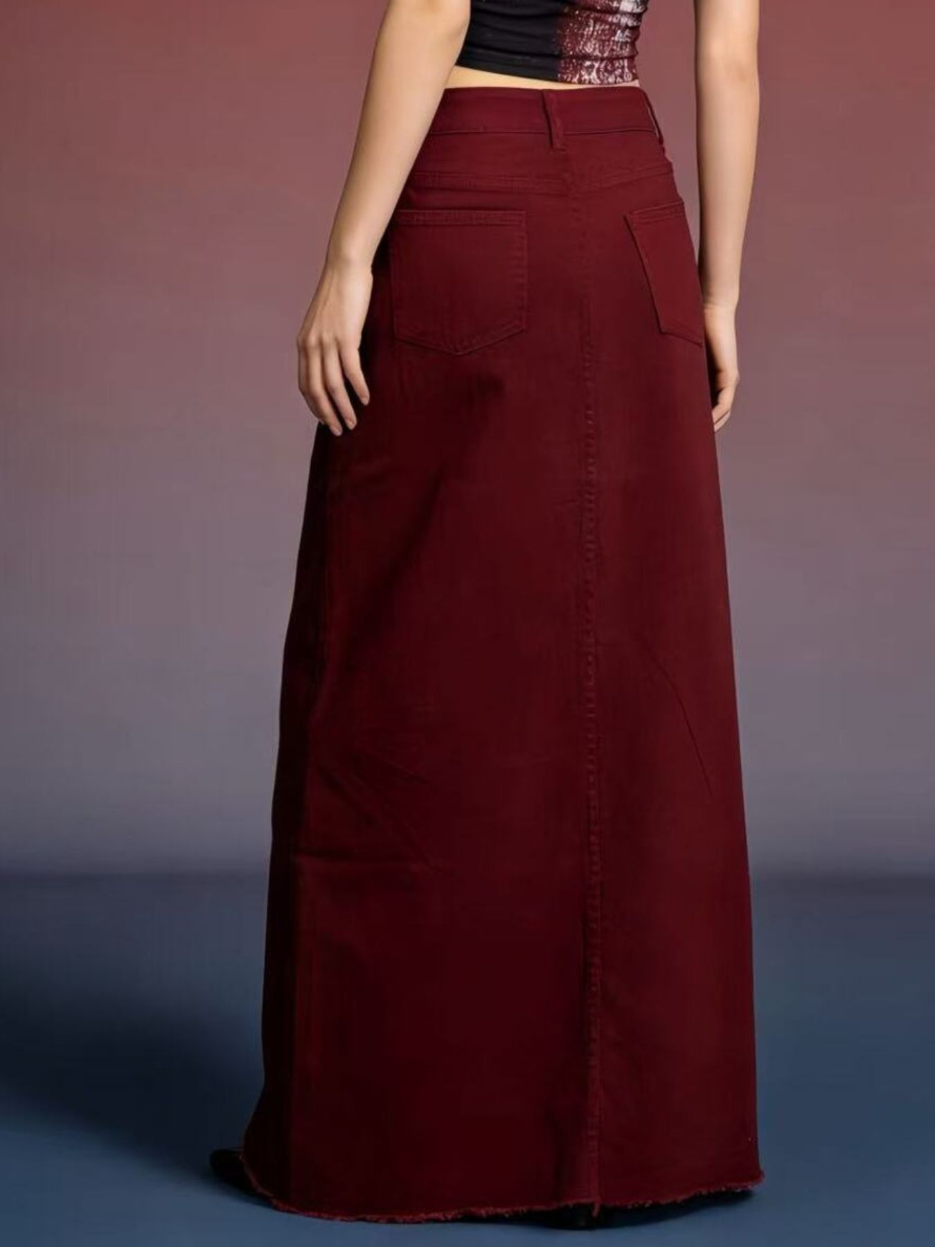 Raw Hem Maxi Denim Skirt - Be Bliss Boutique