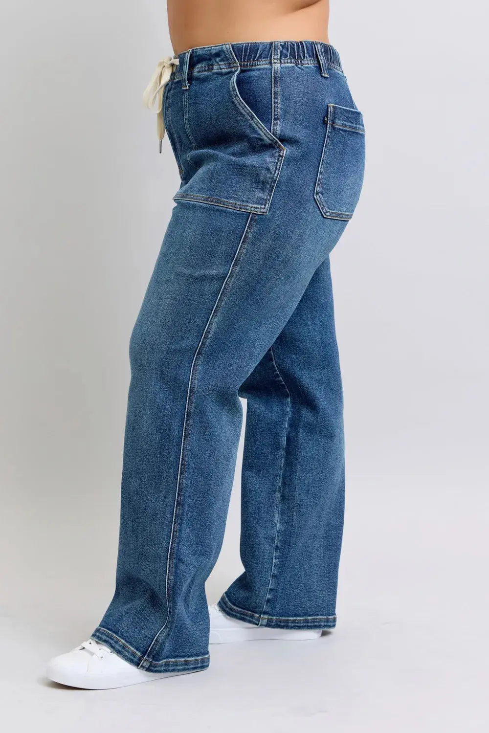Judy Blue Plus Size High Waist Drawstring Wide Leg Jeans | Be Bliss Boutique
