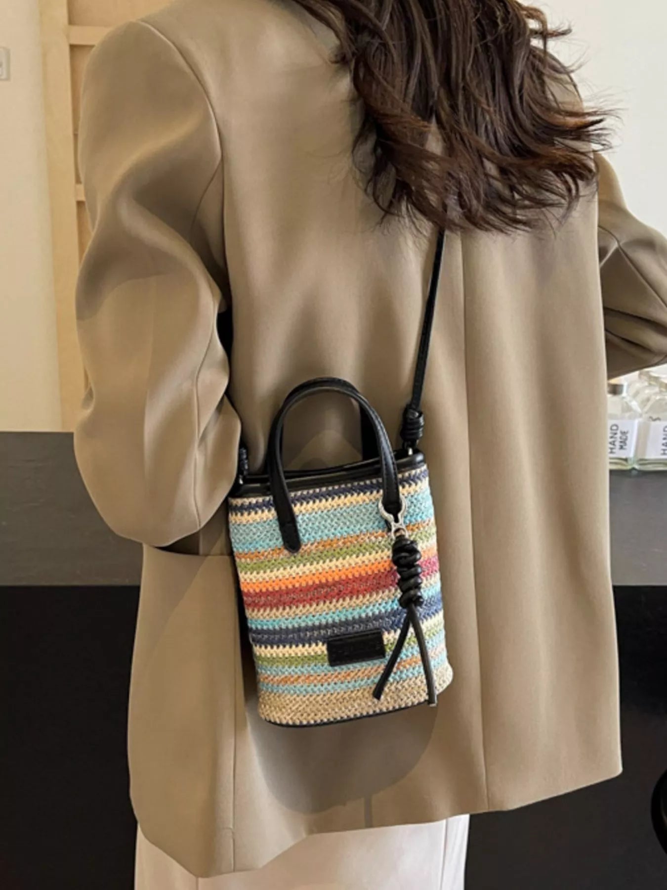Striped Woven Mini Crossbody Bag - Be Bliss Boutique