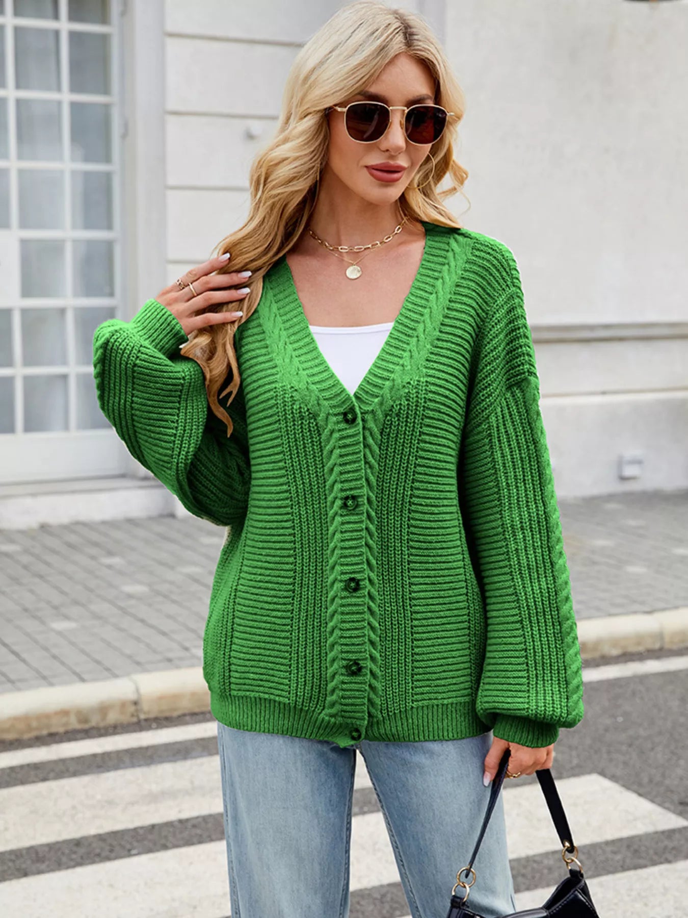 Button Up Long Sleeve Cardigan -  Be Bliss Boutique