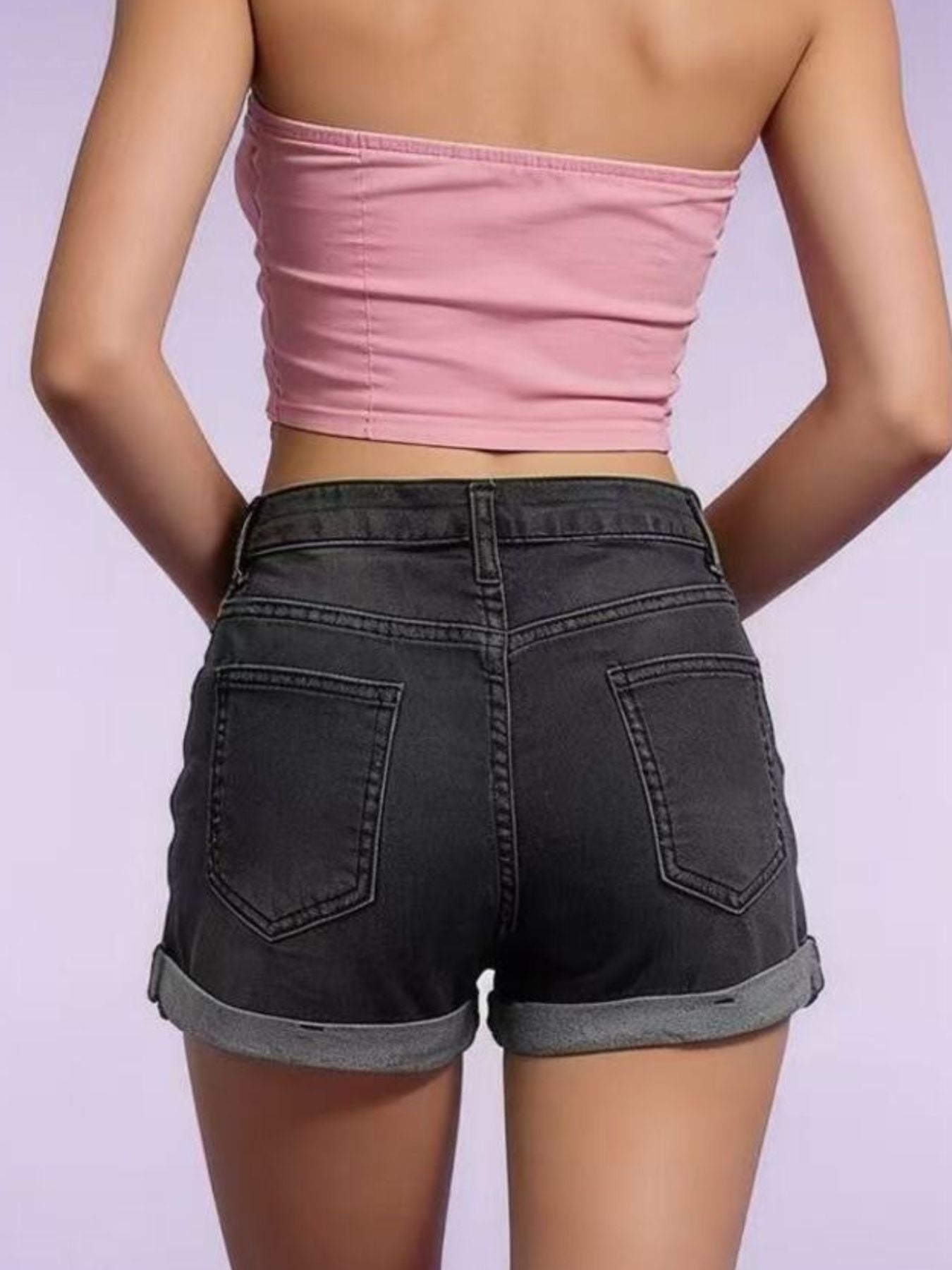 Distressed Denim Roll Up Shorts - Be Bliss Boutique