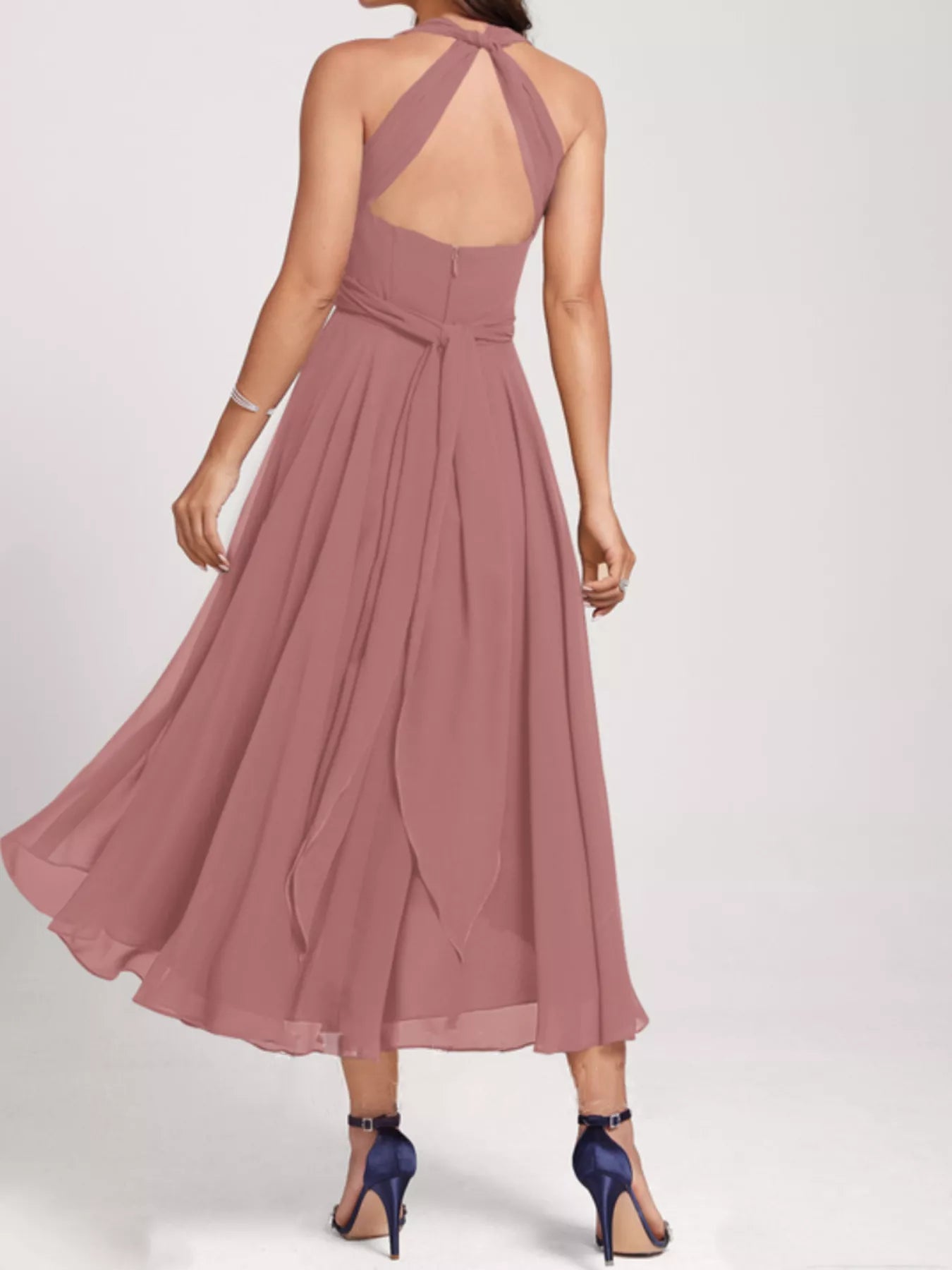 Ruched Crisscross A Line Midi Dress - Be Bliss Boutique