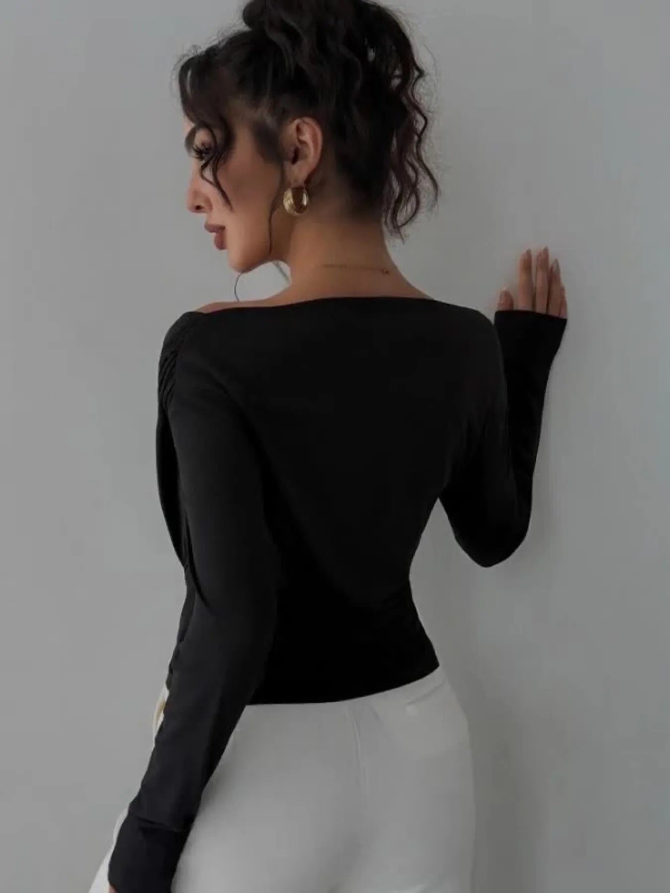 Asymmetrical Long Sleeve Blouse -  Be Bliss Boutique