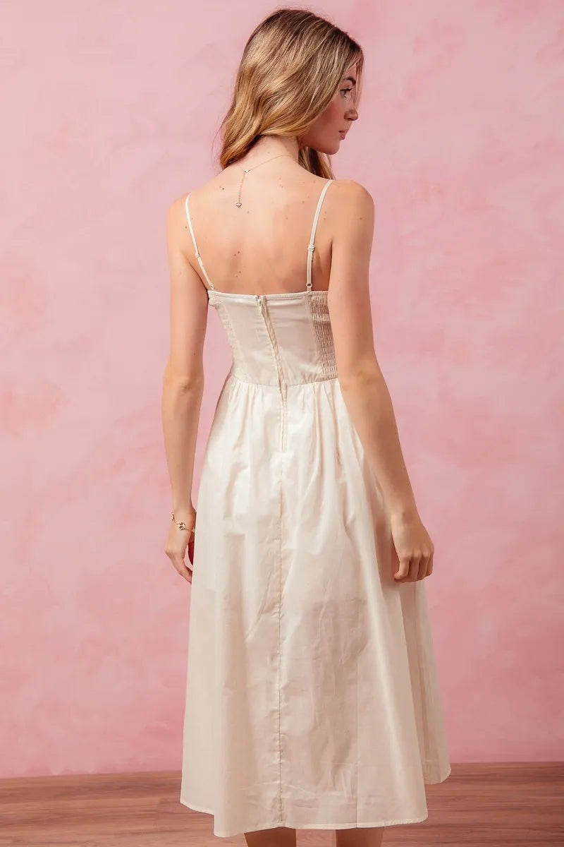 SO ME Smocked Sleeveless Everyday Casual Midi Dress with Slit -  Be Bliss Boutique