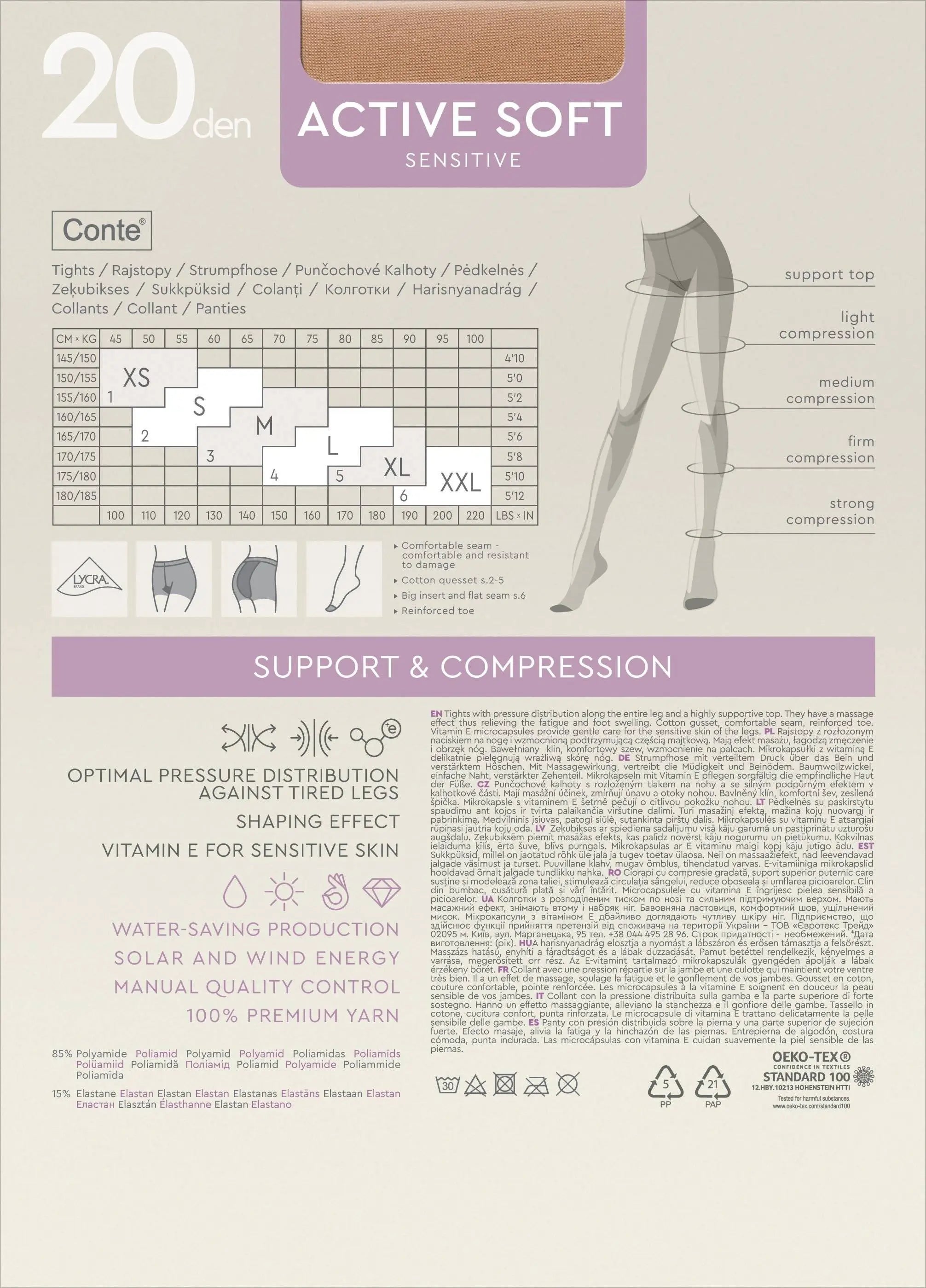 Tights Conte Active Soft 20 Den - Shaping Support with Vitamin E - Be Bliss Boutique