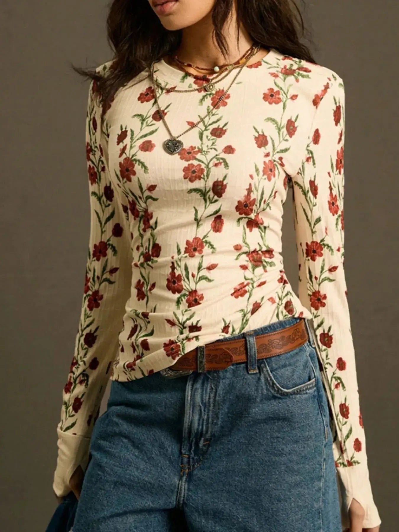 Floral Print Long Sleeve T Shirt - Be Bliss Boutique