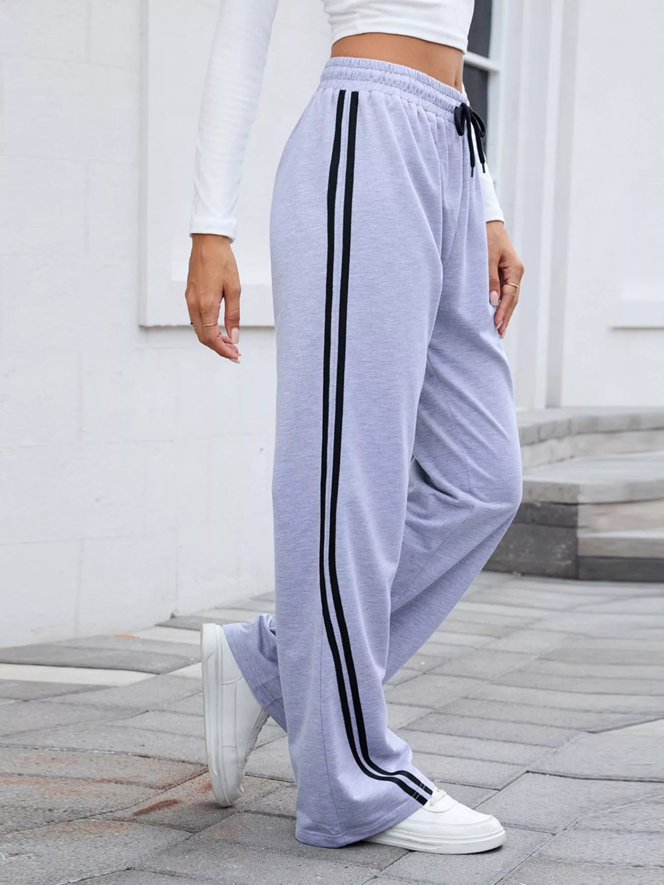 Side Striped Wide Leg Pants - Be Bliss Boutique