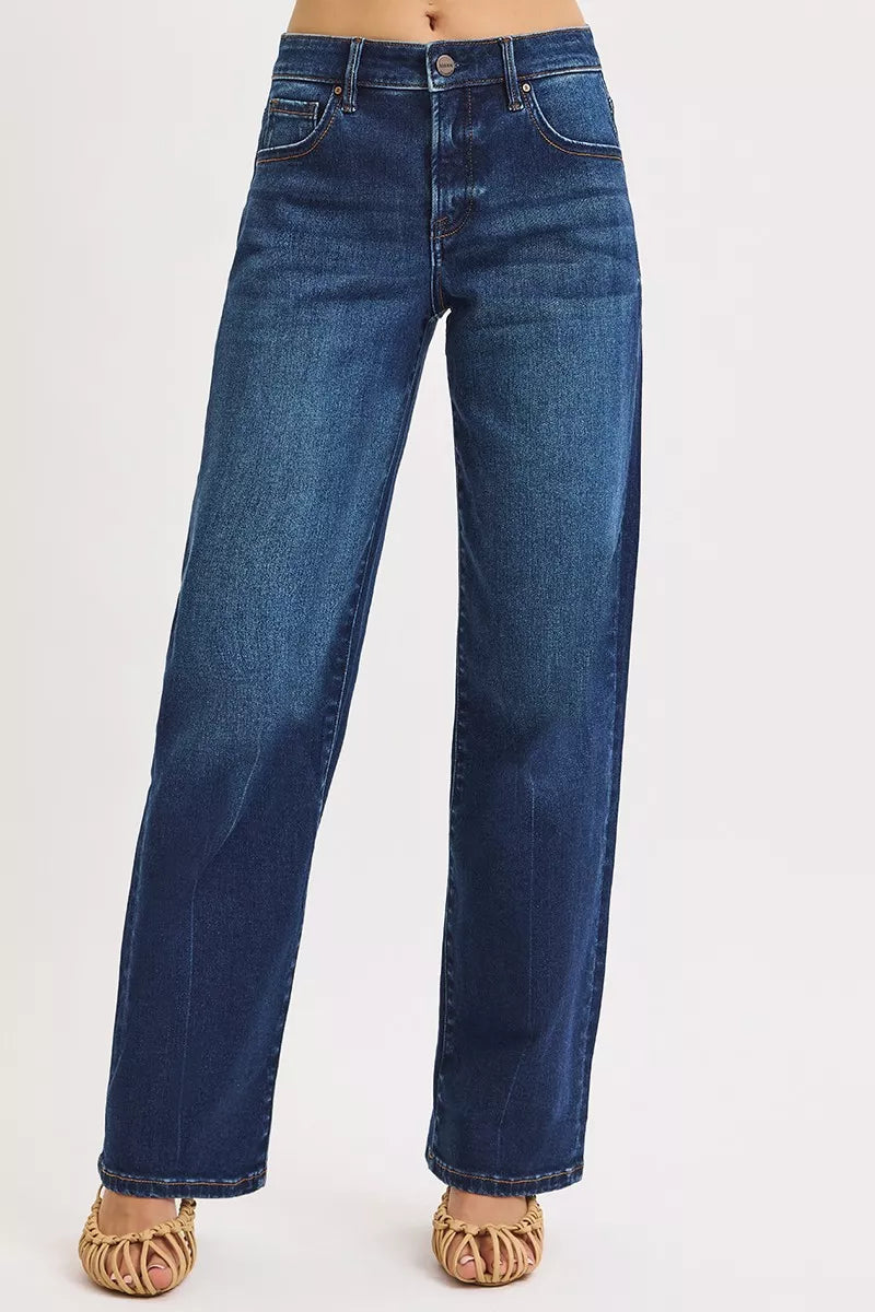 RISEN Mid Rise Wide Baggy Jeans - Be Bliss Boutique