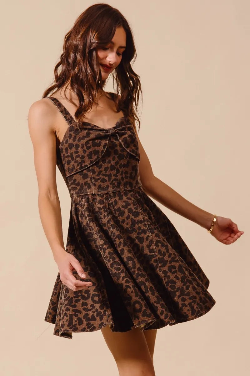 SO ME Mineral Washed Leopard Flare Cami Dress -  Be Bliss Boutique