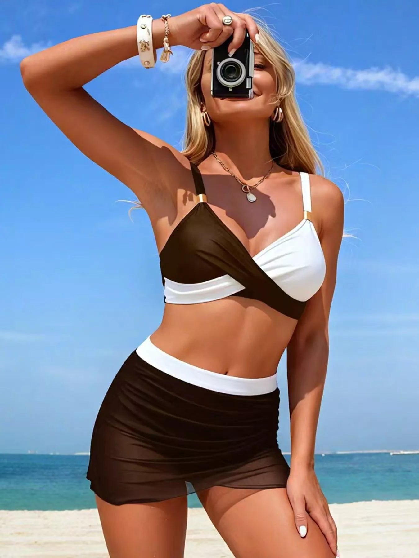 Two Tone Cami and Skort Two Piece Swimsuit - Be Bliss Boutique