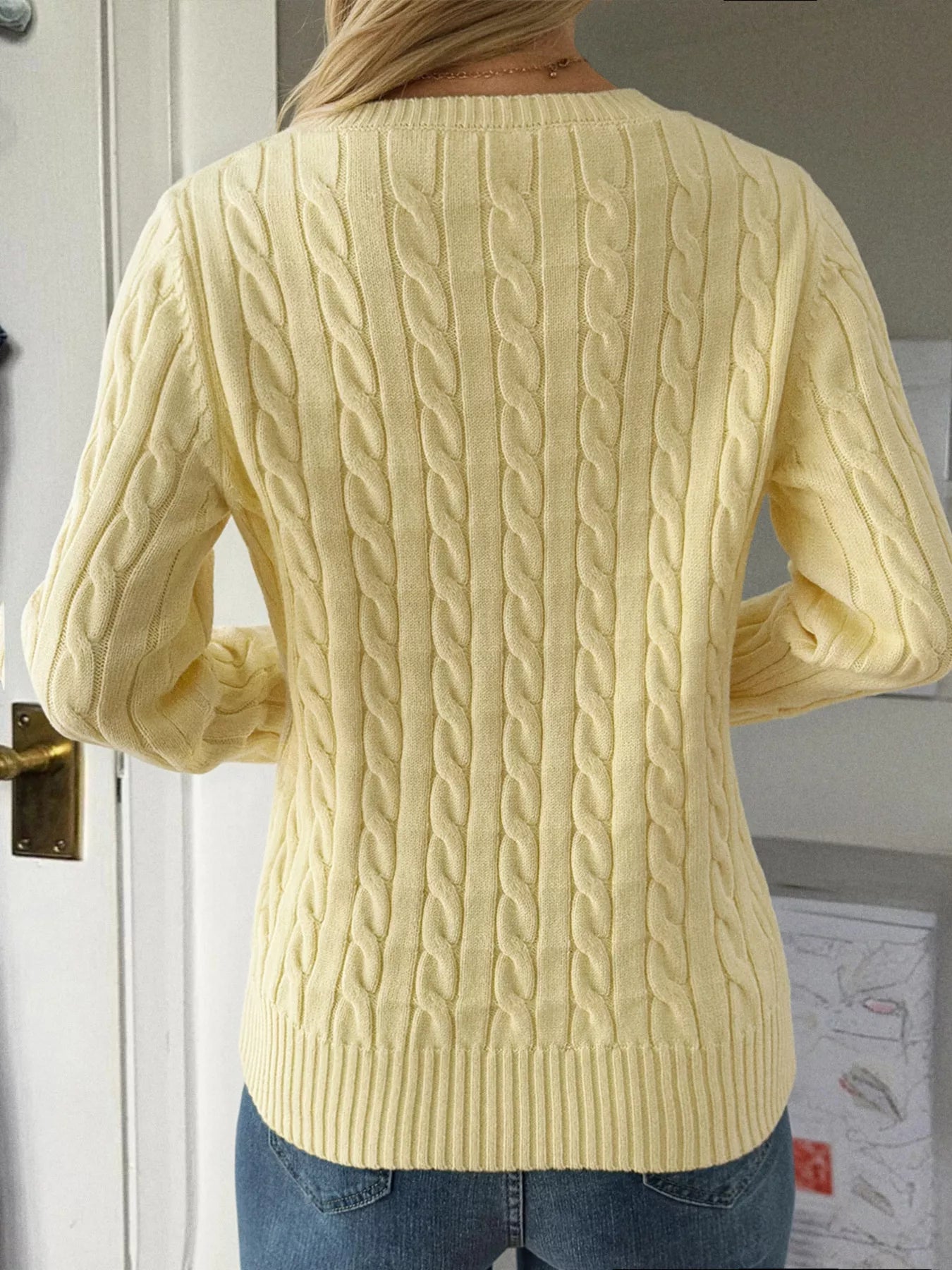 Cable Knit V Neck Sweater - Be Bliss Boutique
