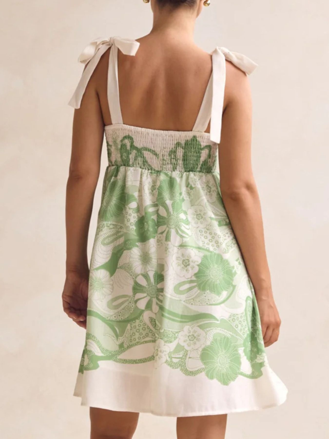 Printed Tie Shoulder Mini Dress - Be Bliss Boutique