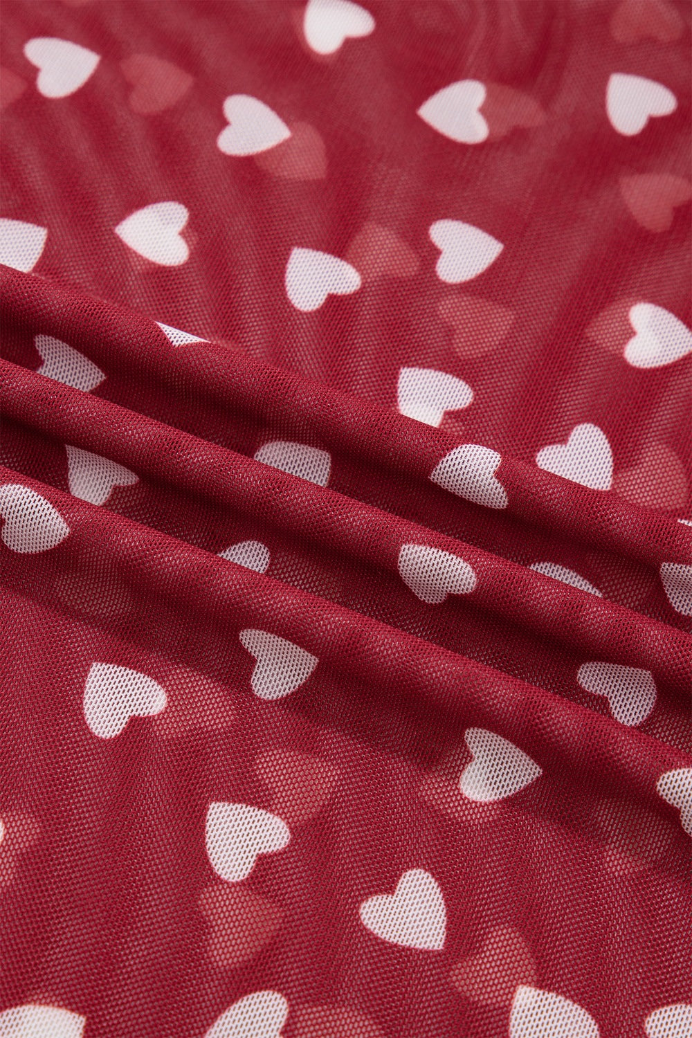 Women's Sheer Heart Print Fitted Mesh Blouse - Be Bliss Boutique