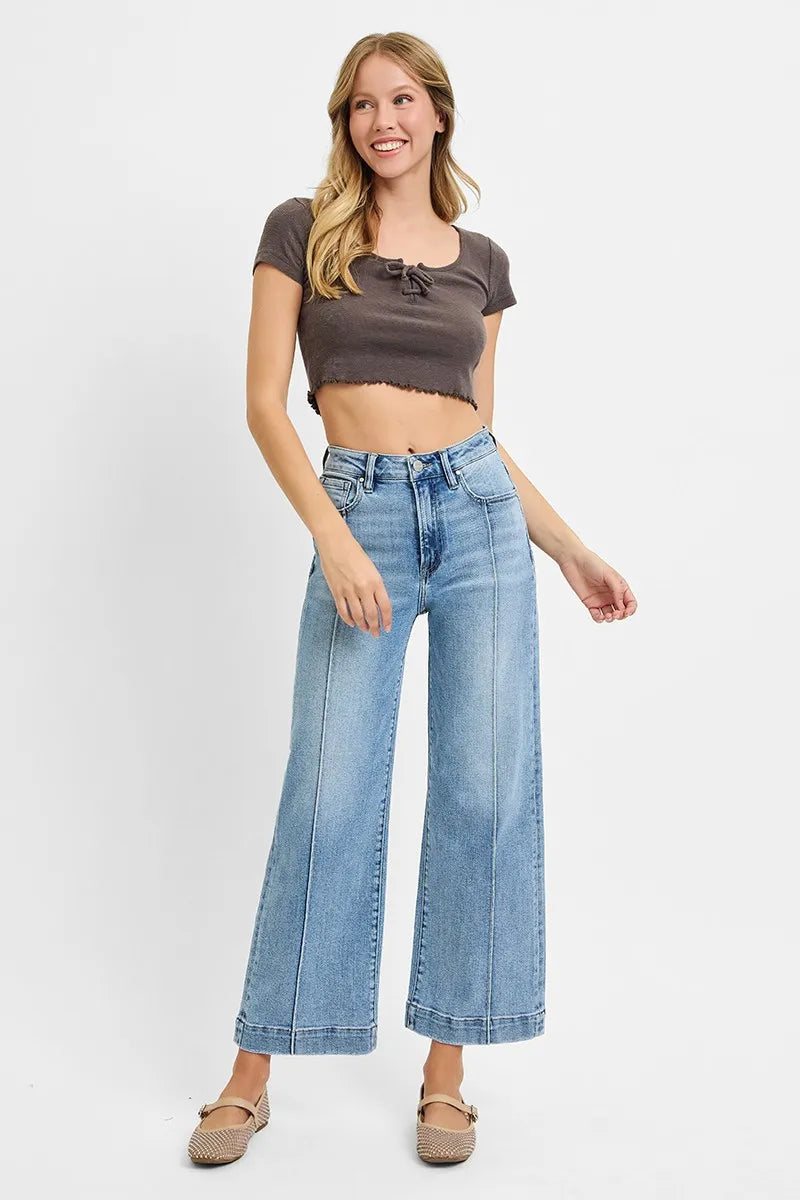 RISEN Full Size High Rise Crop Wide Leg Jeans Plus Size -  Be Bliss Boutique
