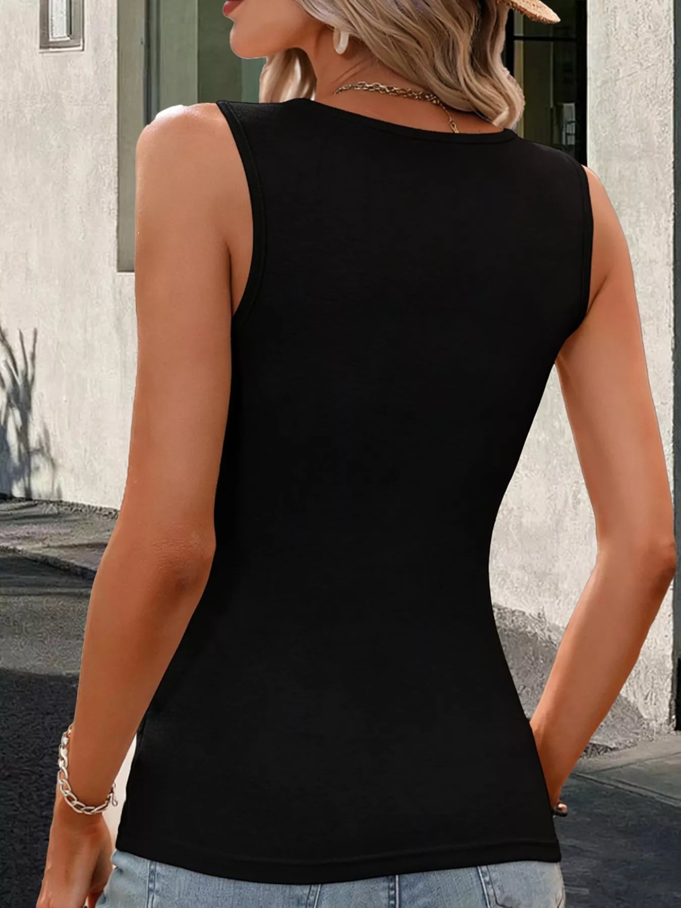 Surplice Button Decor Womens Tank Top - Be Bliss Boutique