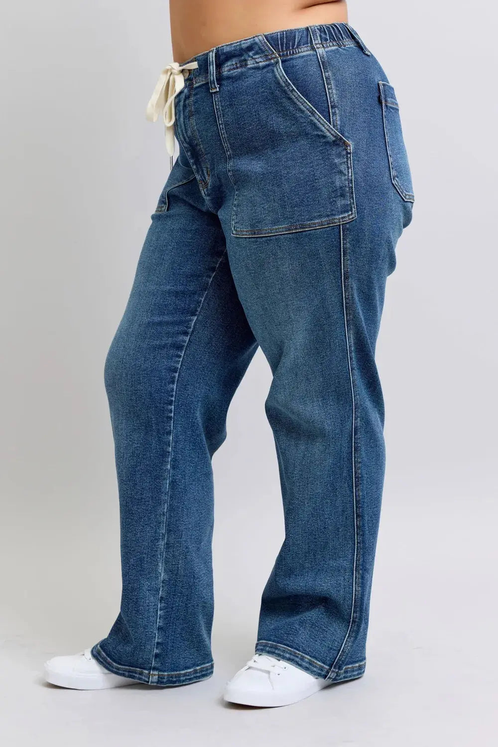 Judy Blue Plus Size High Waist Drawstring Wide Leg Jeans | Be Bliss Boutique