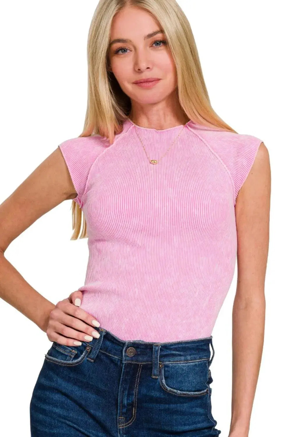Zenana Stone Washed Ribbed Seamless Top |  Be Bliss Boutique