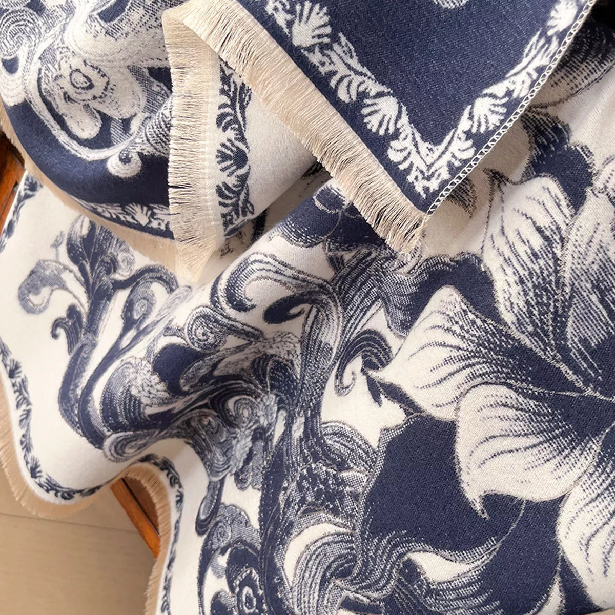 Floral Raw Hem Winter Womens Scarf - Be Bliss Boutique