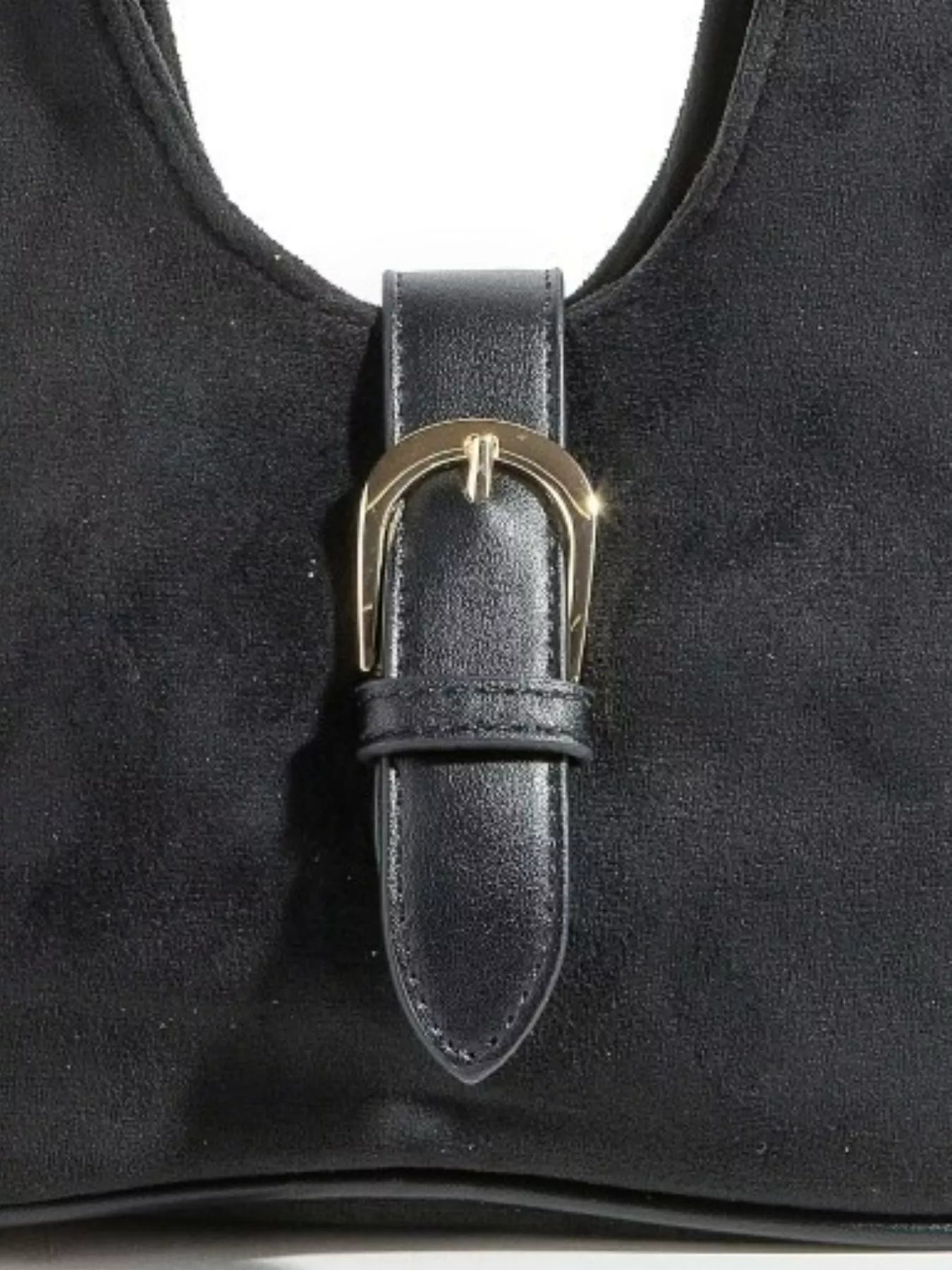 Fame Buckle Accent Faux Suede Hand Bag - Be Bliss Boutique