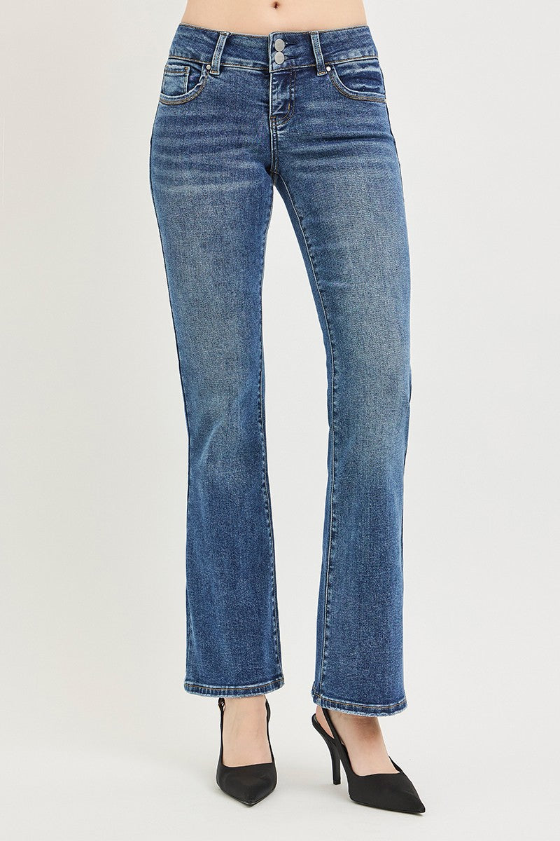 RISEN Tummy Control Low Rise Bootcut Jeans - Be Bliss Boutique