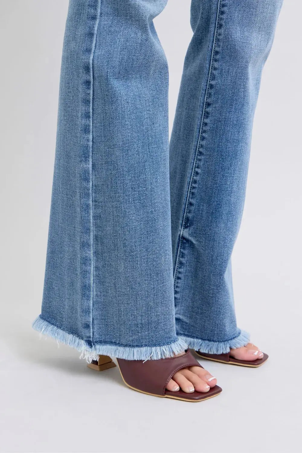 Judy Blue Raw Hem High Rise Bootcut Jeans – Full Size Fit | Be Bliss Boutique